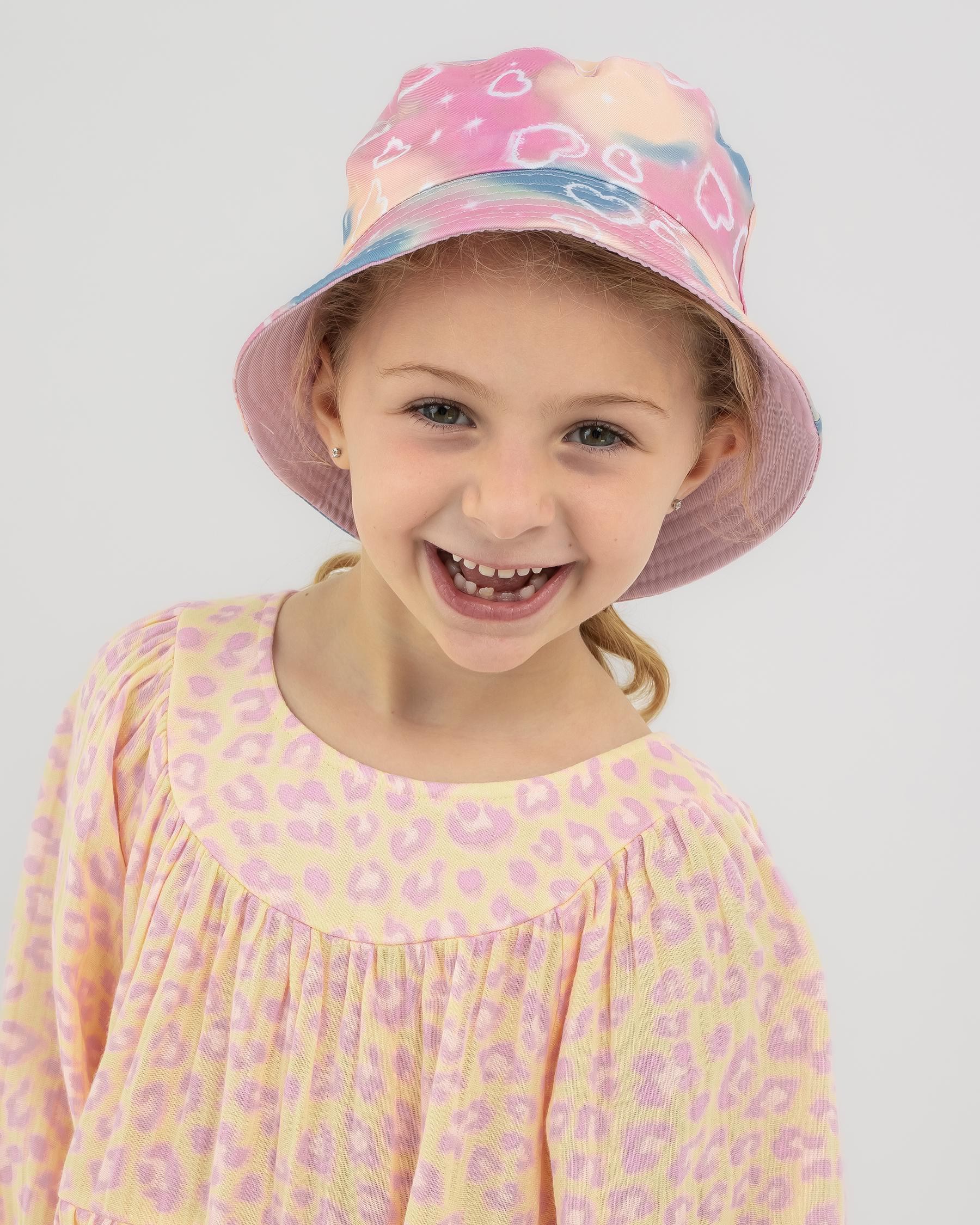 Shop Mooloola Toddlers' Hearts Bucket Hat In Pink - Fast Shipping ...