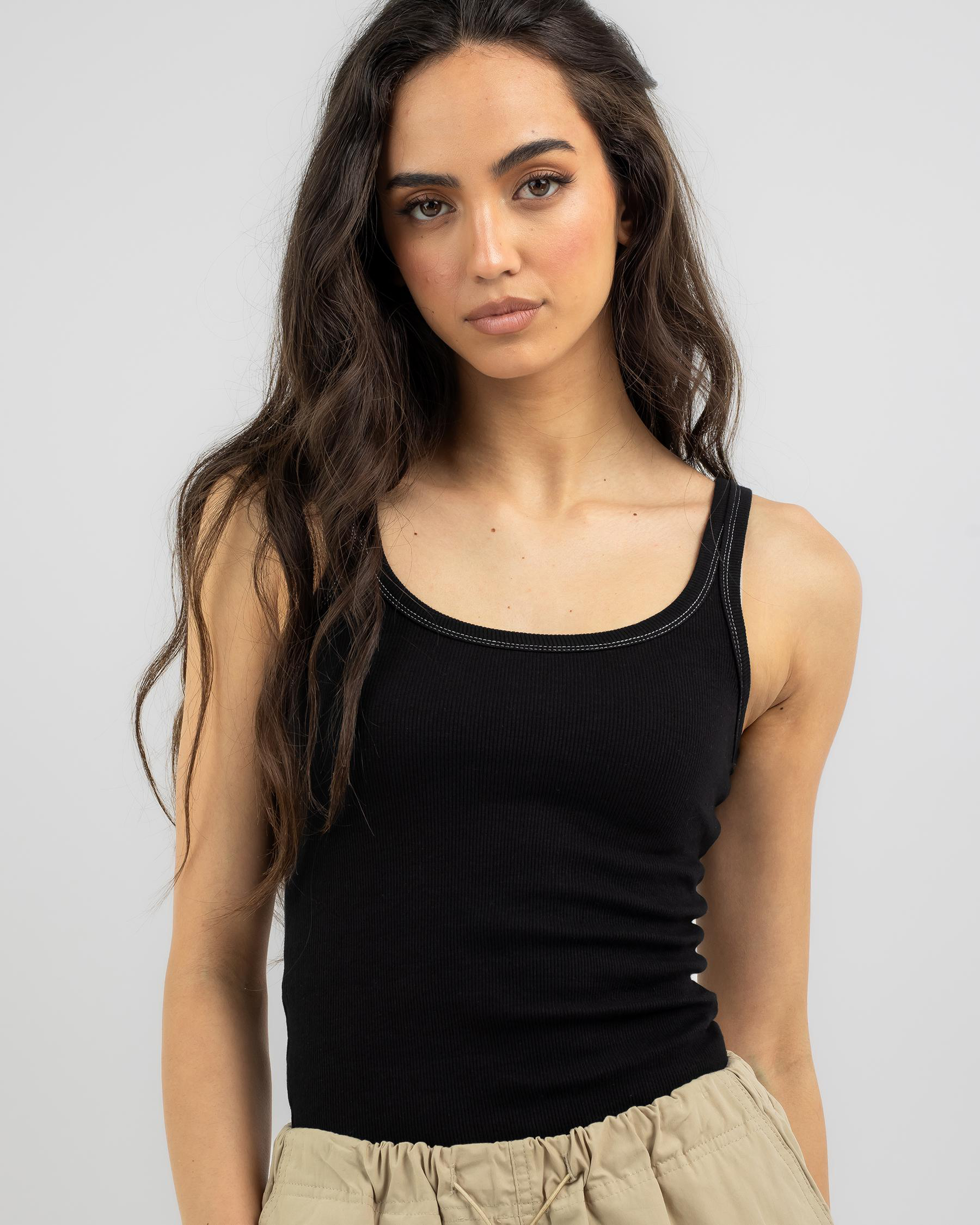 Shop Paper Heart Love Letter Basic Tank Top In Black Fast Shipping