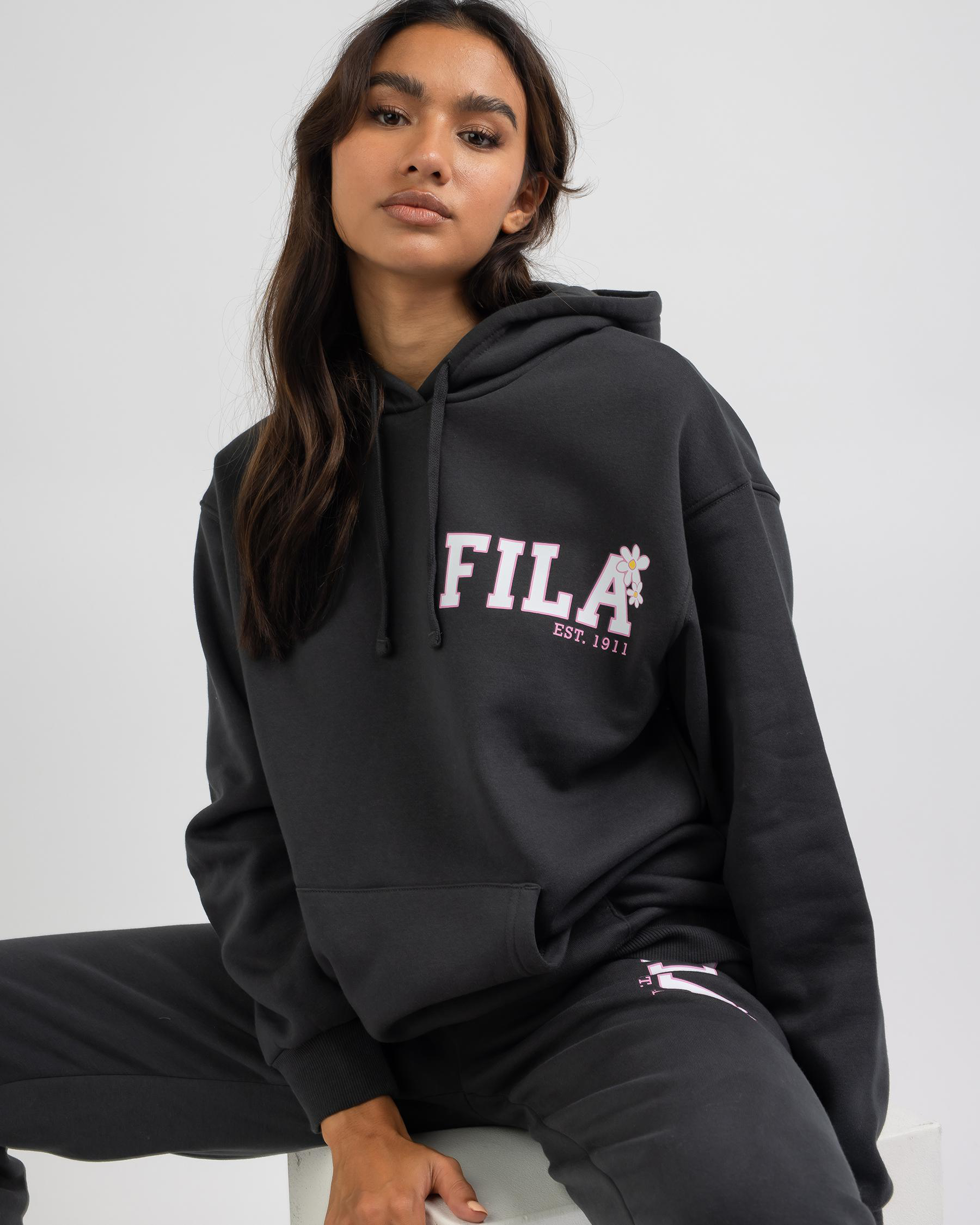 Fila City Bree BF Hoodie In Washed Black - Fast Shipping & Easy Returns ...