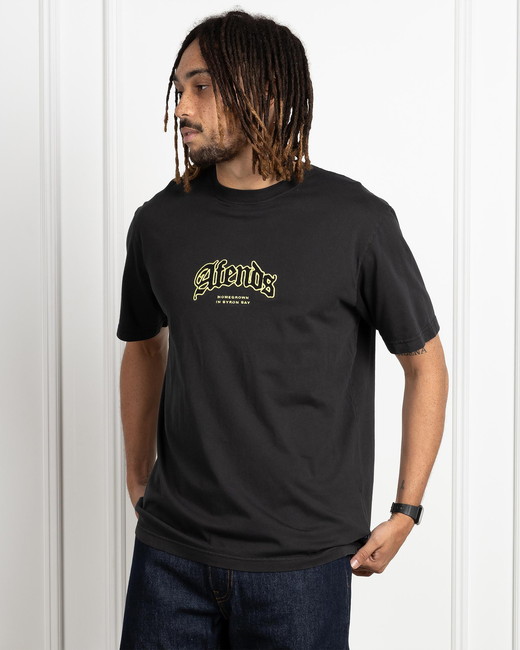 Shop Afends Home Retro Fit T-Shirt In Stone Black - Fast Shipping ...