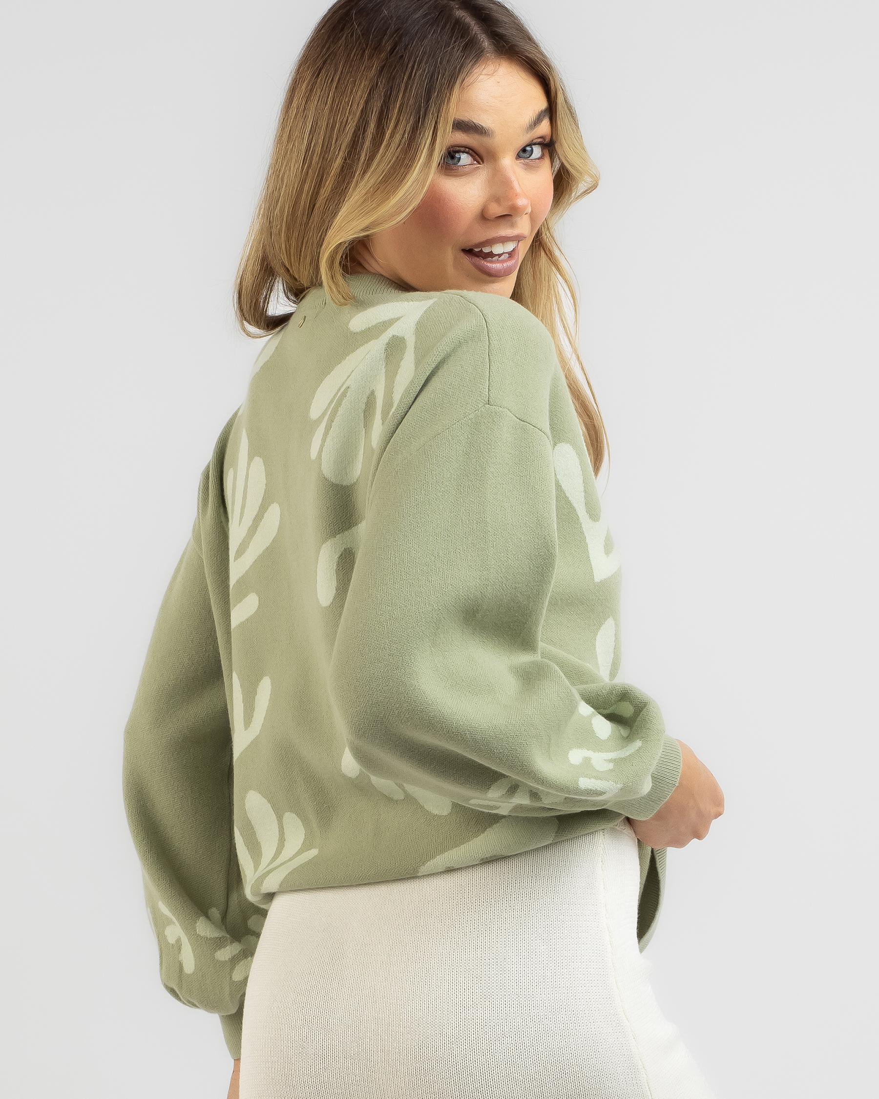 Shop Rusty Atoll Crew Knit In Green Pistachio - Fast Shipping & Easy ...