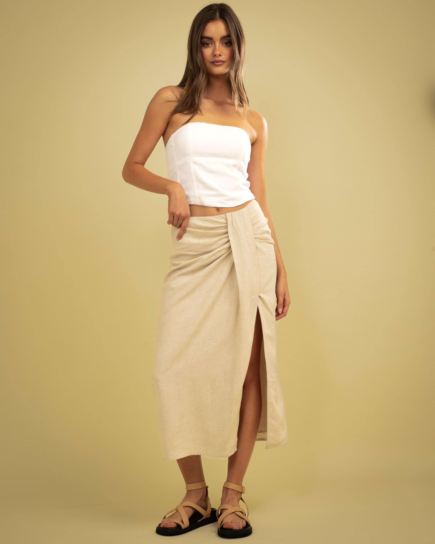 Shop Mooloola Mallorca Midi Skirt In Salt & Pepper - Fast Shipping ...