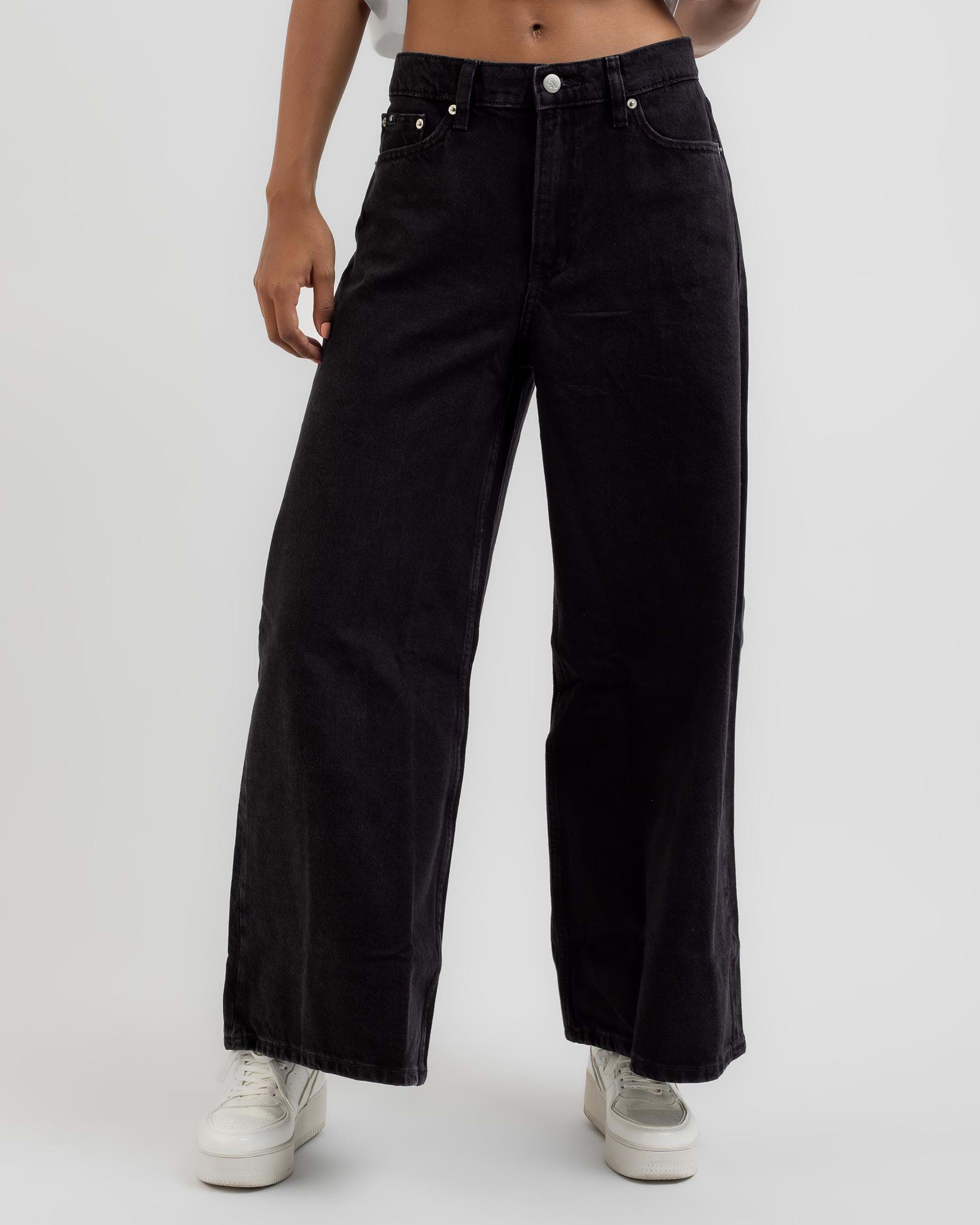 Calvin Klein Low Rise Loose Jeans In Washed Black - Fast Shipping ...