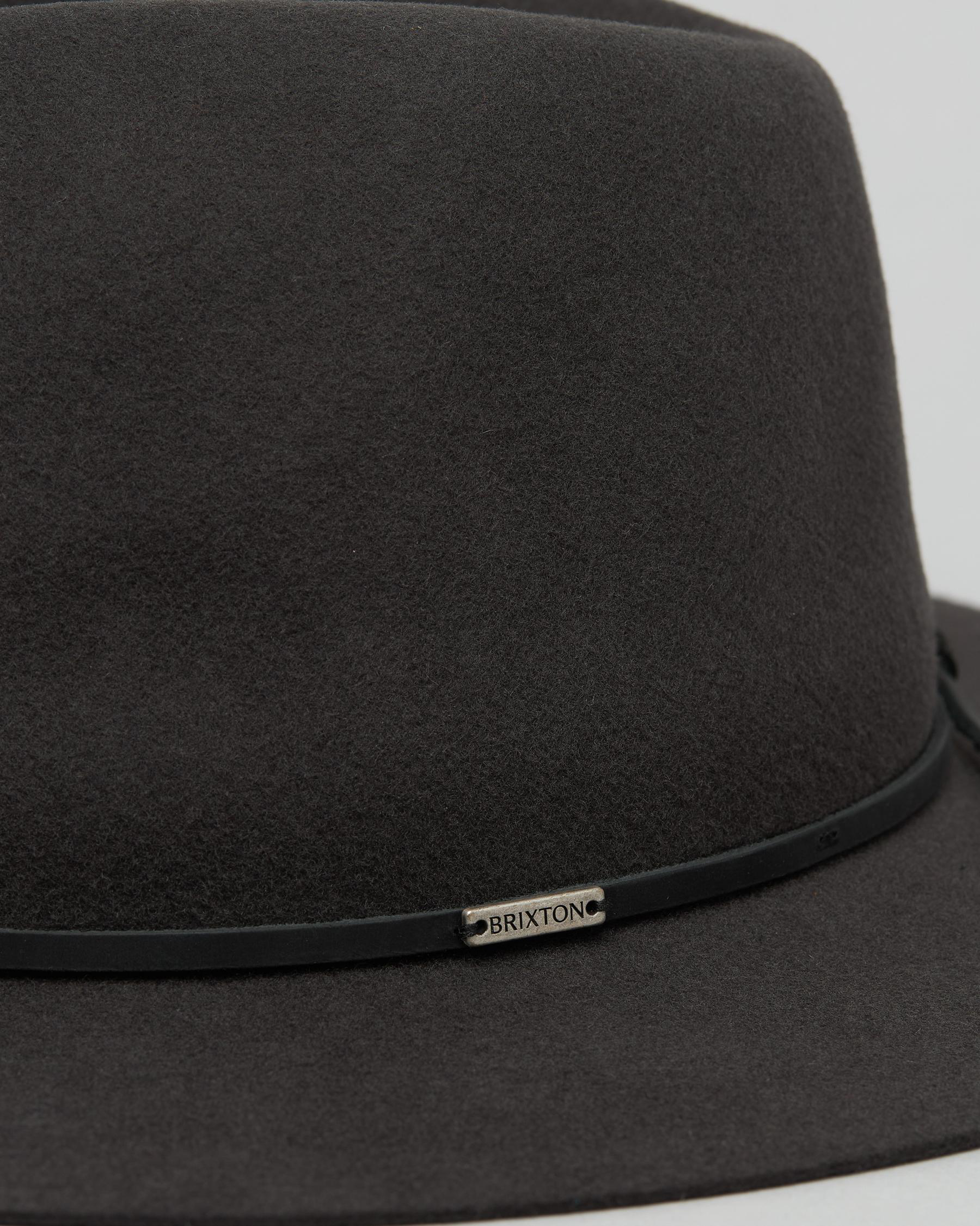 Shop Brixton Wesley Packable Fedora In Washed Black Fast Shipping