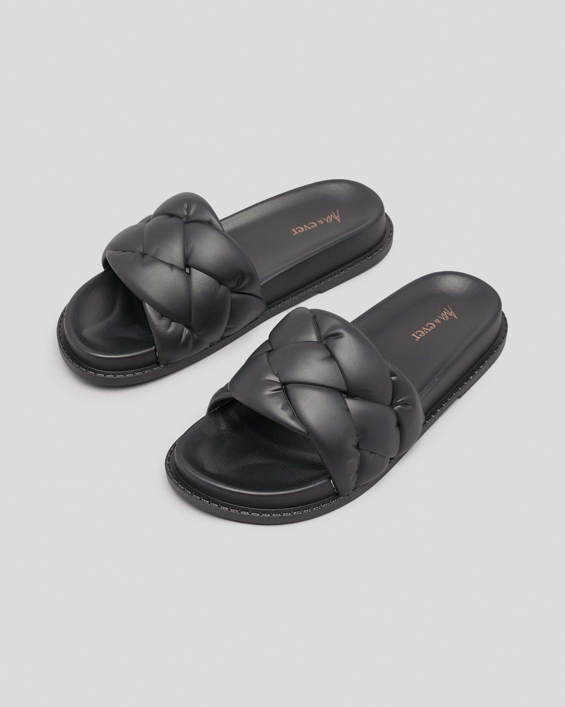 Ava And Ever Keira Slide Sandals In Black - Fast Shipping & Easy ...