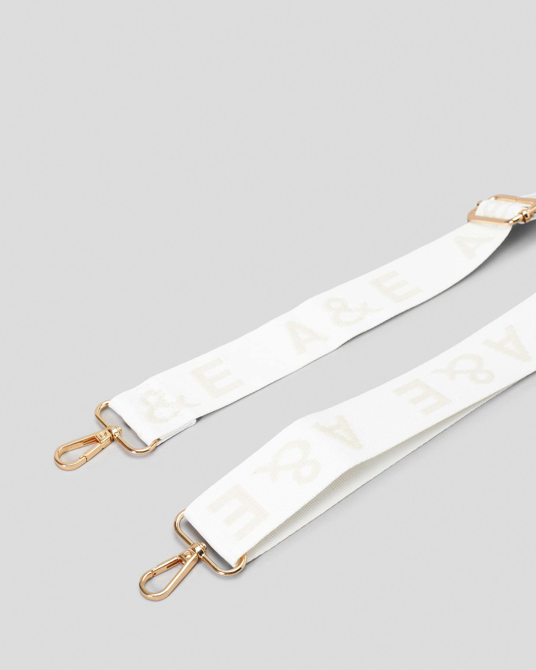 Shop Ava And Ever A&E Logo Bag Strap In Cream/beige With Gold - Fast ...
