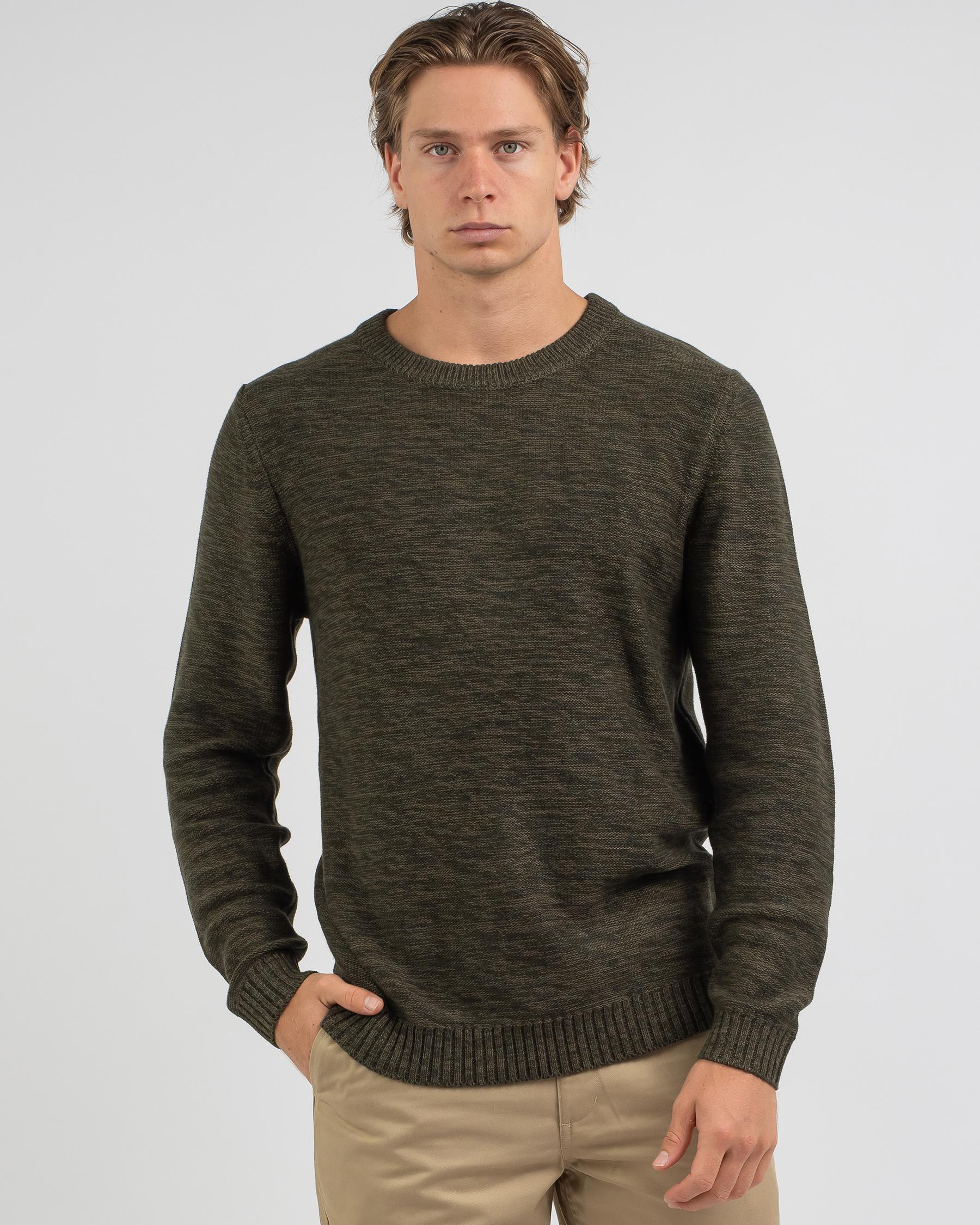 Shop Rusty Skyliner Crew Knit Sweatshirt In Shadow Army - Fast Shipping ...