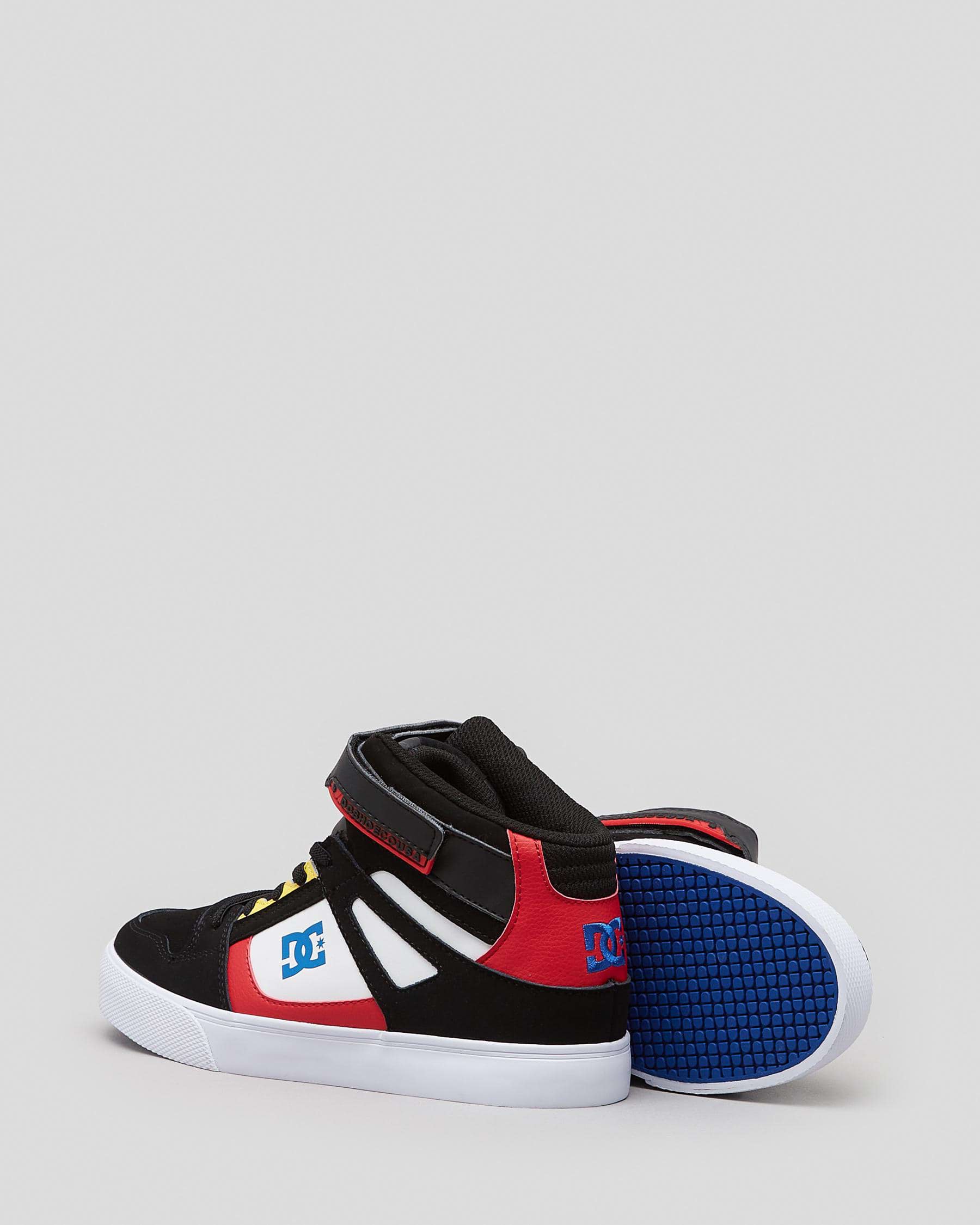 Shop DC Shoes Boys' Pure High-Top EV Shoes In Black/white/red - Fast ...
