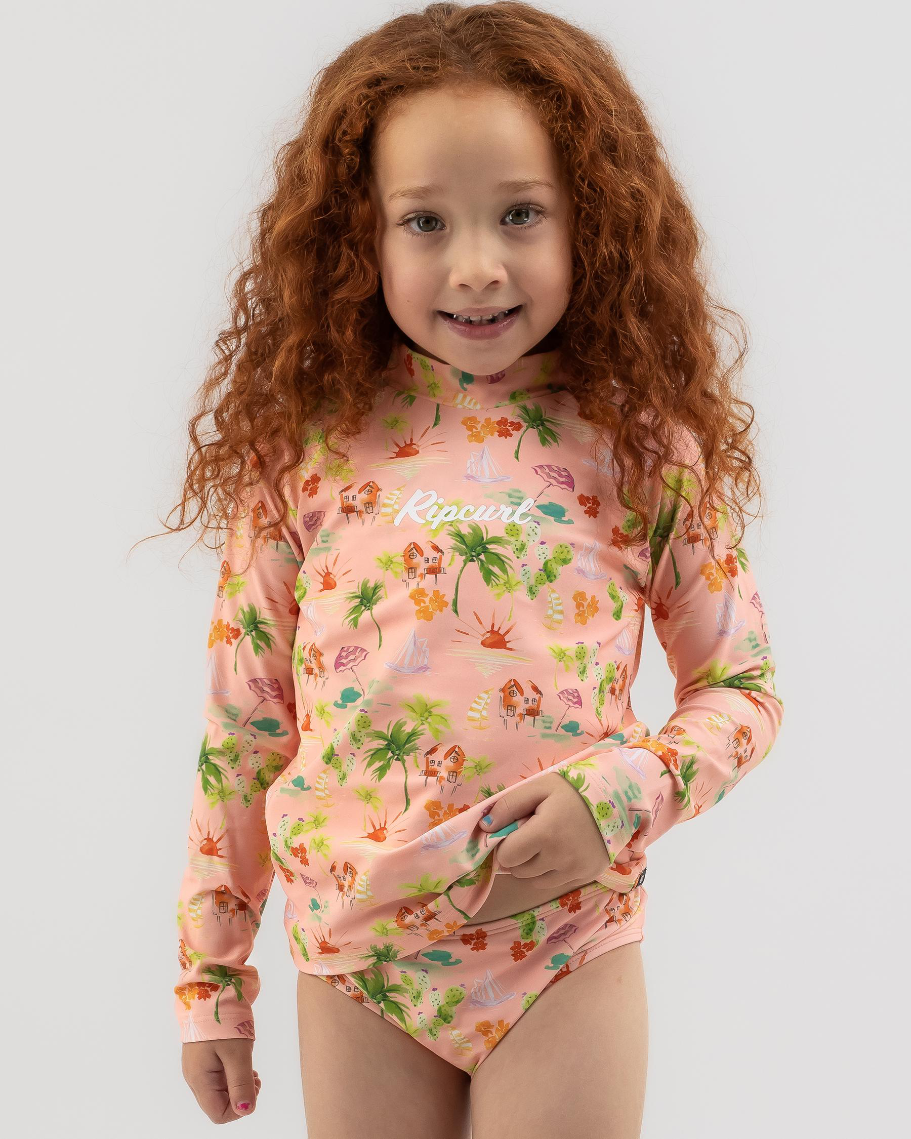 Rip Curl Toddlers' Vacation Club UV Long Sleeve Rash Vest Set In