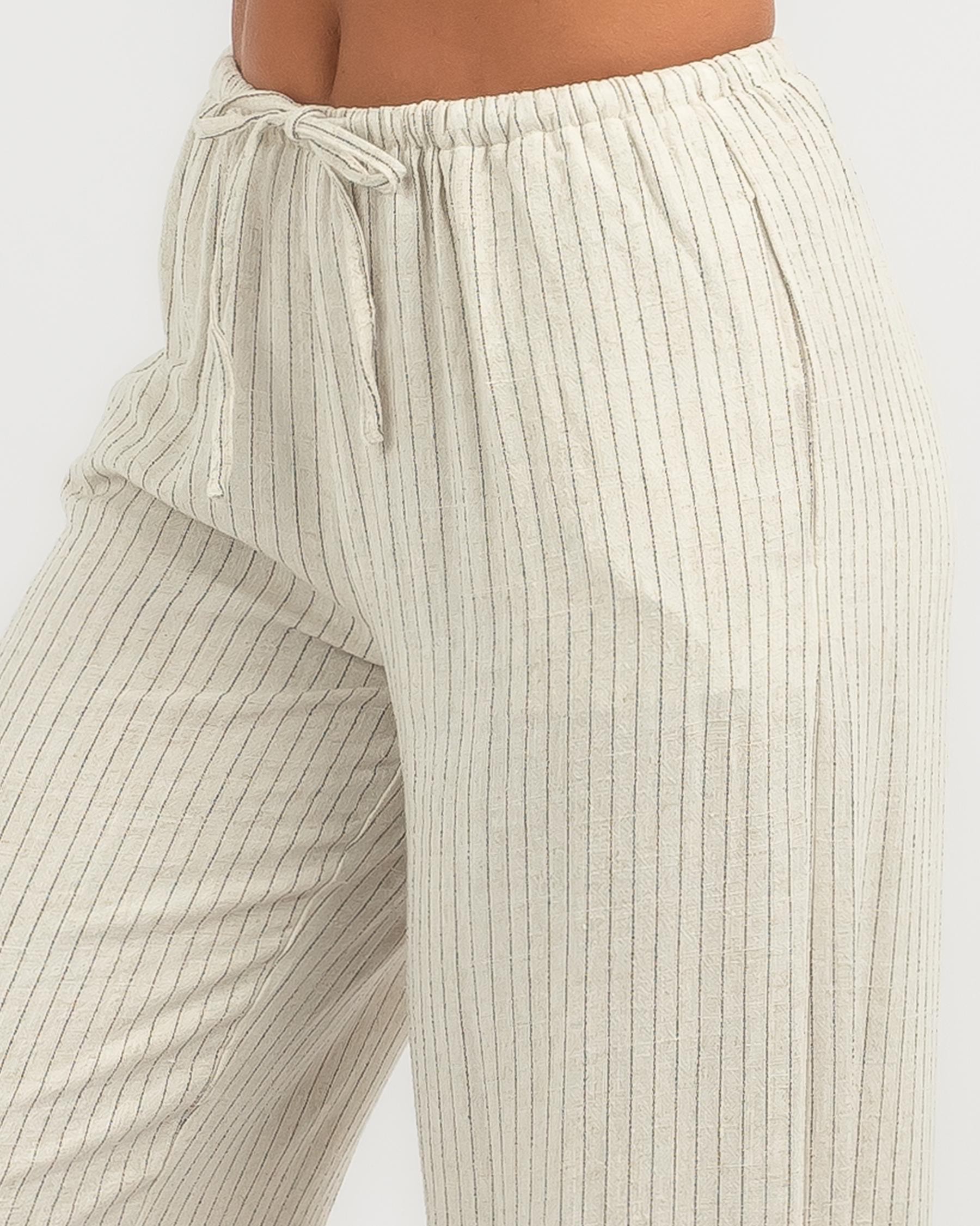 Shop Mooloola Cove Beach Pants In Natural Stripe - Fast Shipping & Easy ...