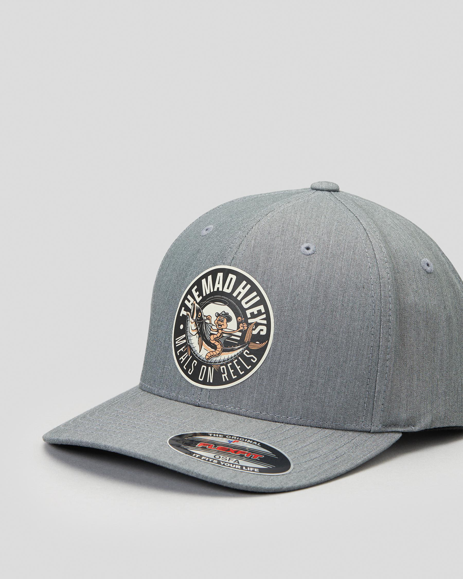 Shop The Mad Hueys Meals on Reels Flexfit Cap In Storm Fast Shipping