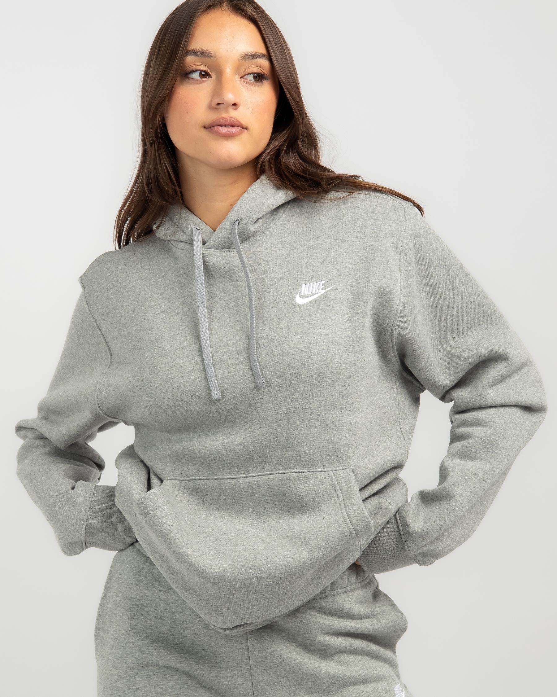 Nike Club Hoodie In Dk Grey Heather/matte Silver/white - Fast Shipping ...