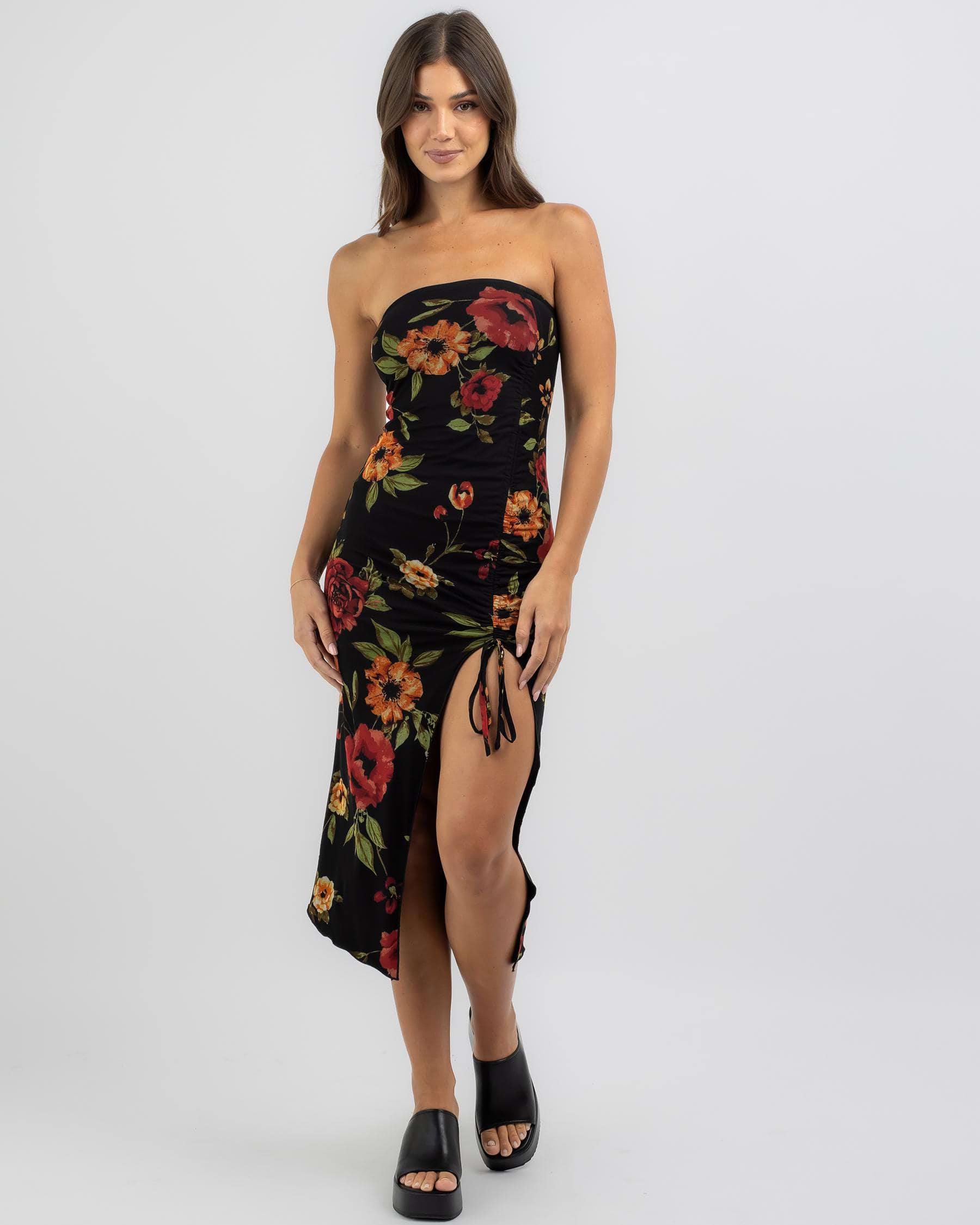 Shop Ava And Ever Spence Midi Dress In Black/red Print - Fast Shipping ...