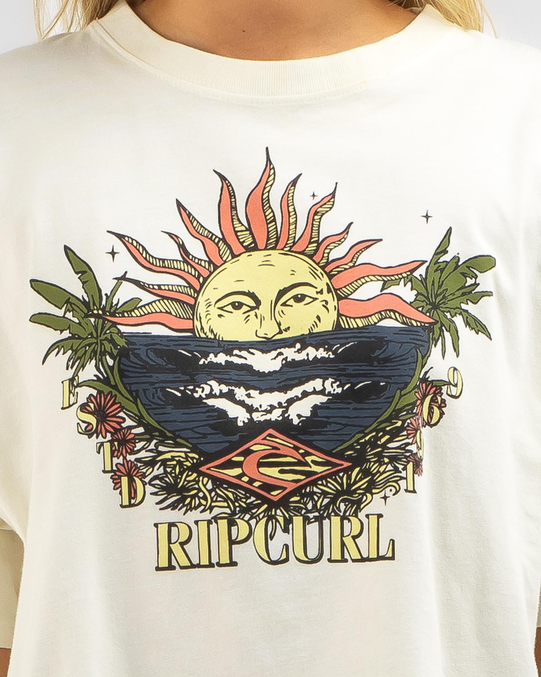 Shop Rip Curl Shore Break Heritage Crop T-Shirt In Bone - Fast Shipping ...