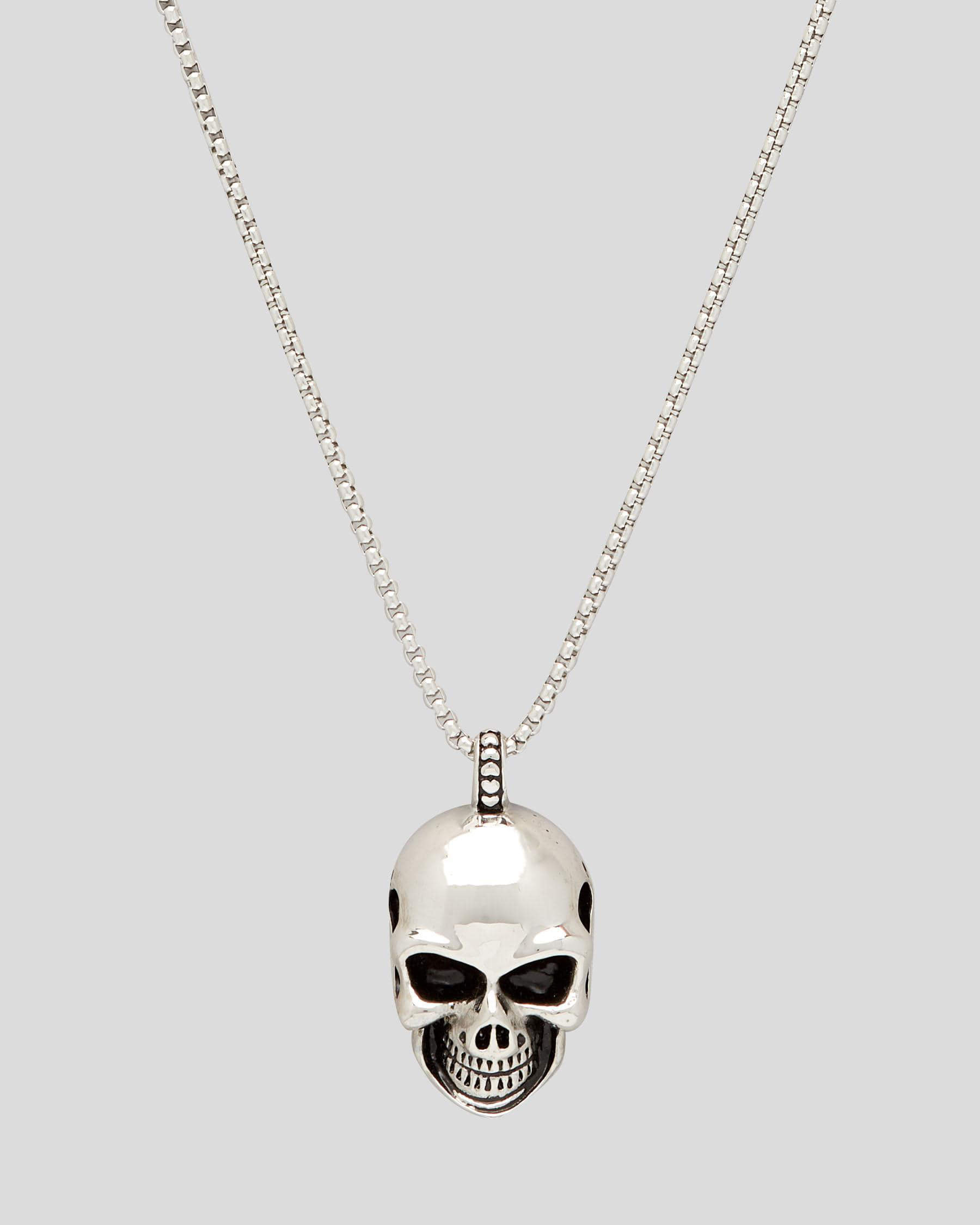 REPUBLIK Skull Necklace In Silver FREE* Shipping & Easy Returns