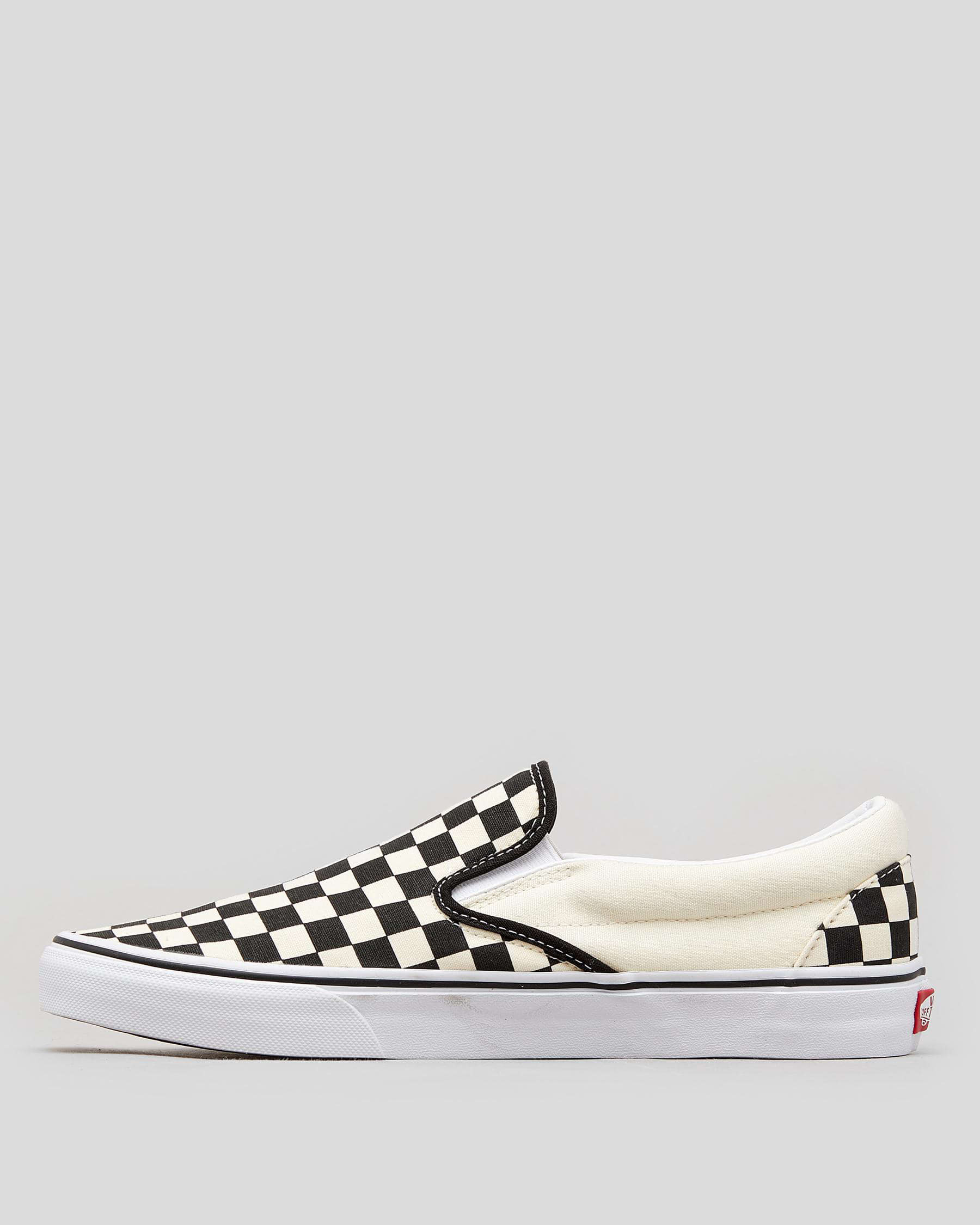 Shop Vans Classic Slip-On Shoes In Black/white Checker/white - Fast ...