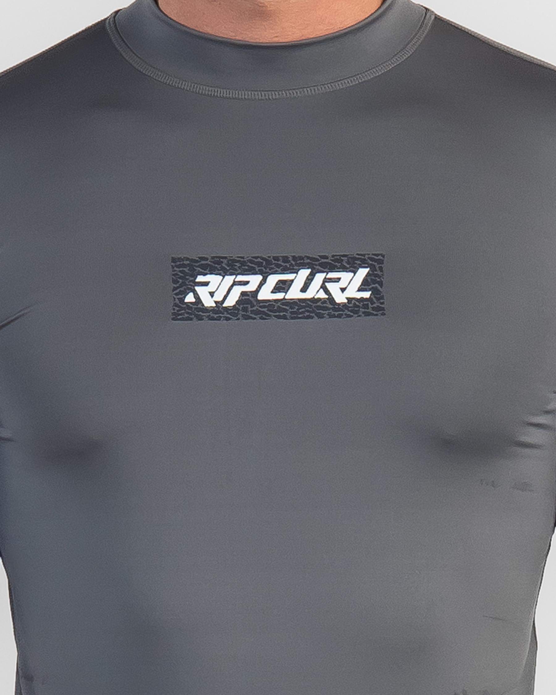 Rip Curl Archive Short Sleeve Rash Vest In Dark Grey - Fast Shipping ...