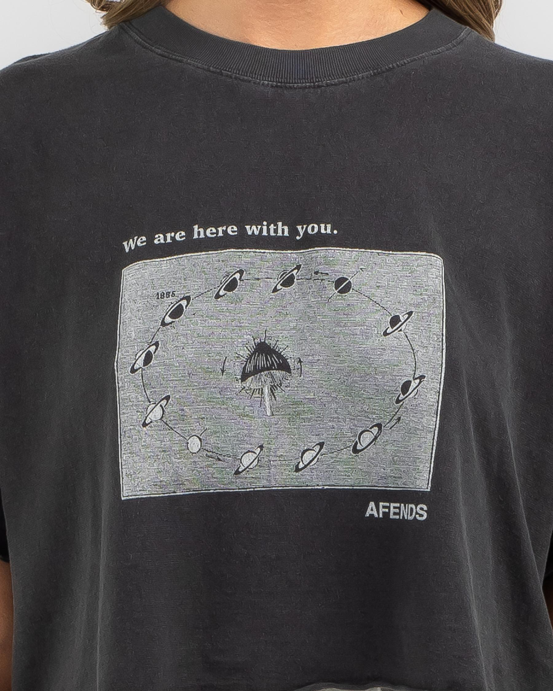 Shop Afends Connection Cropped Hemp Oversized T-Shirt In Stone Black ...
