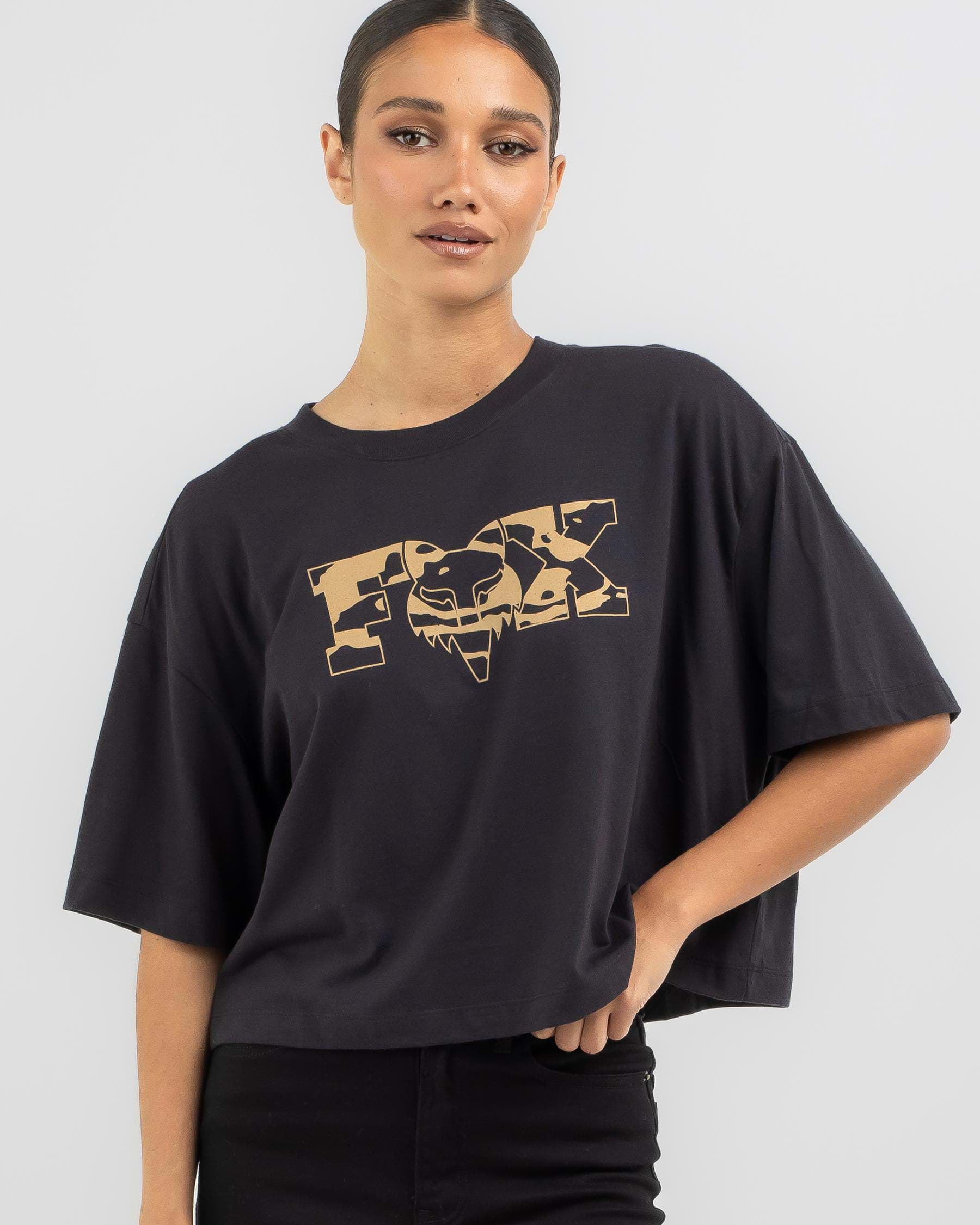 Shop Fox Cienega OS Crop T-Shirt In Black - Fast Shipping & Easy ...