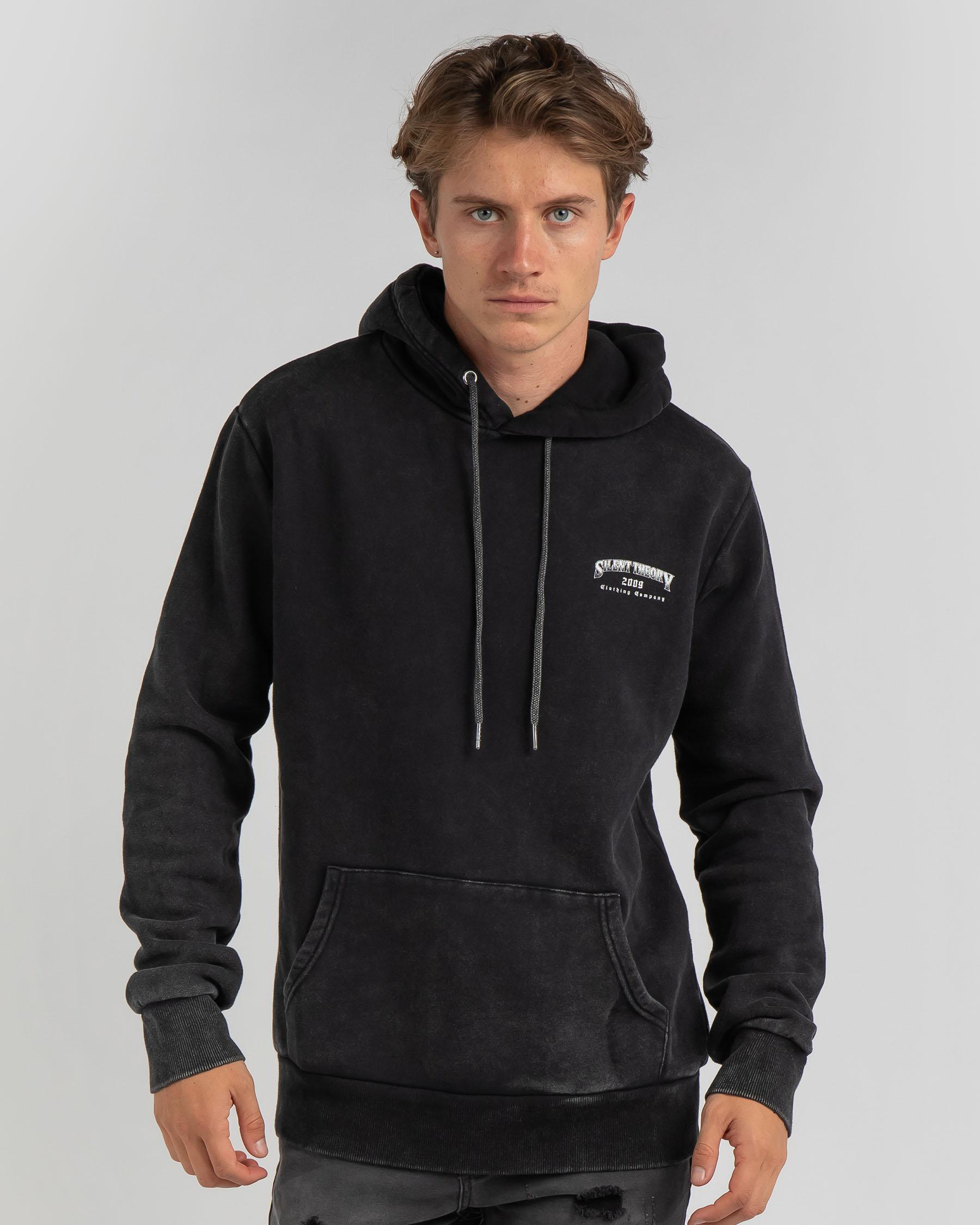 Silent Theory American Eagle Hoodie In Washed Black - Fast Shipping ...