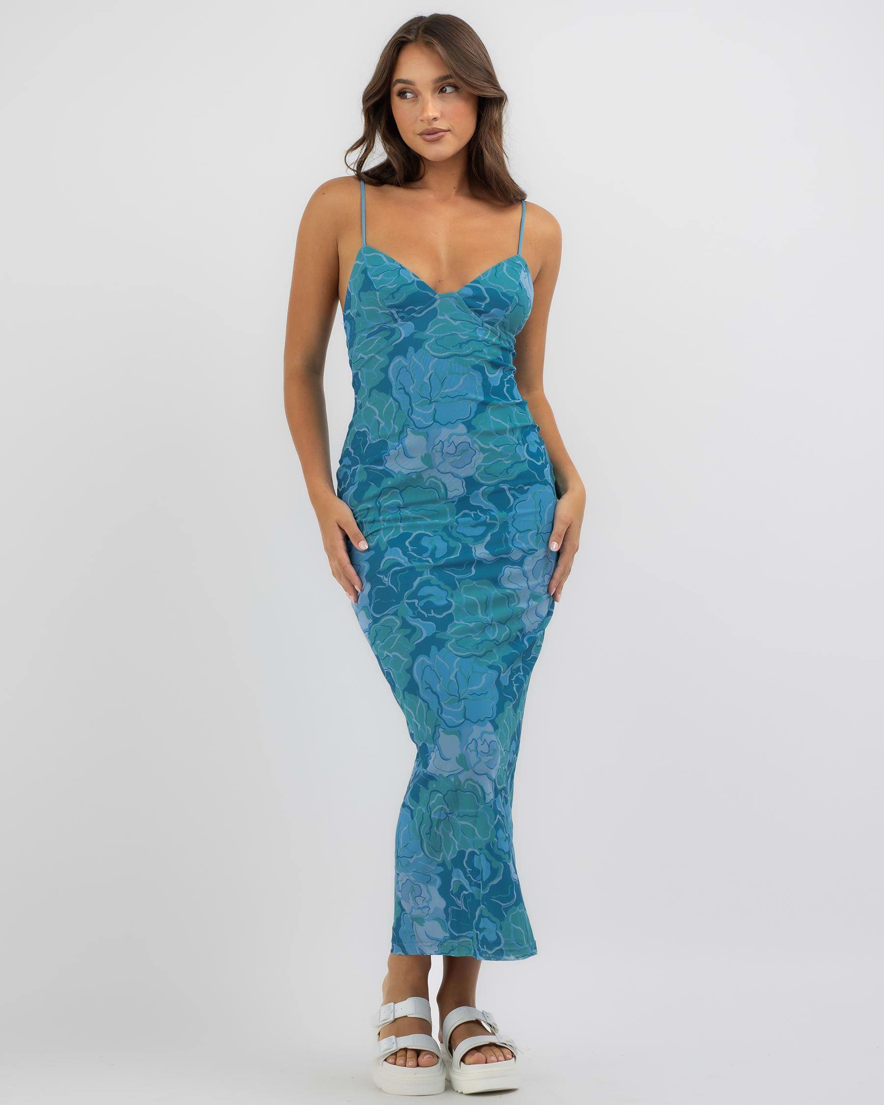 Shop Ava And Ever Eden Maxi Dress In Blue Print - Fast Shipping & Easy ...