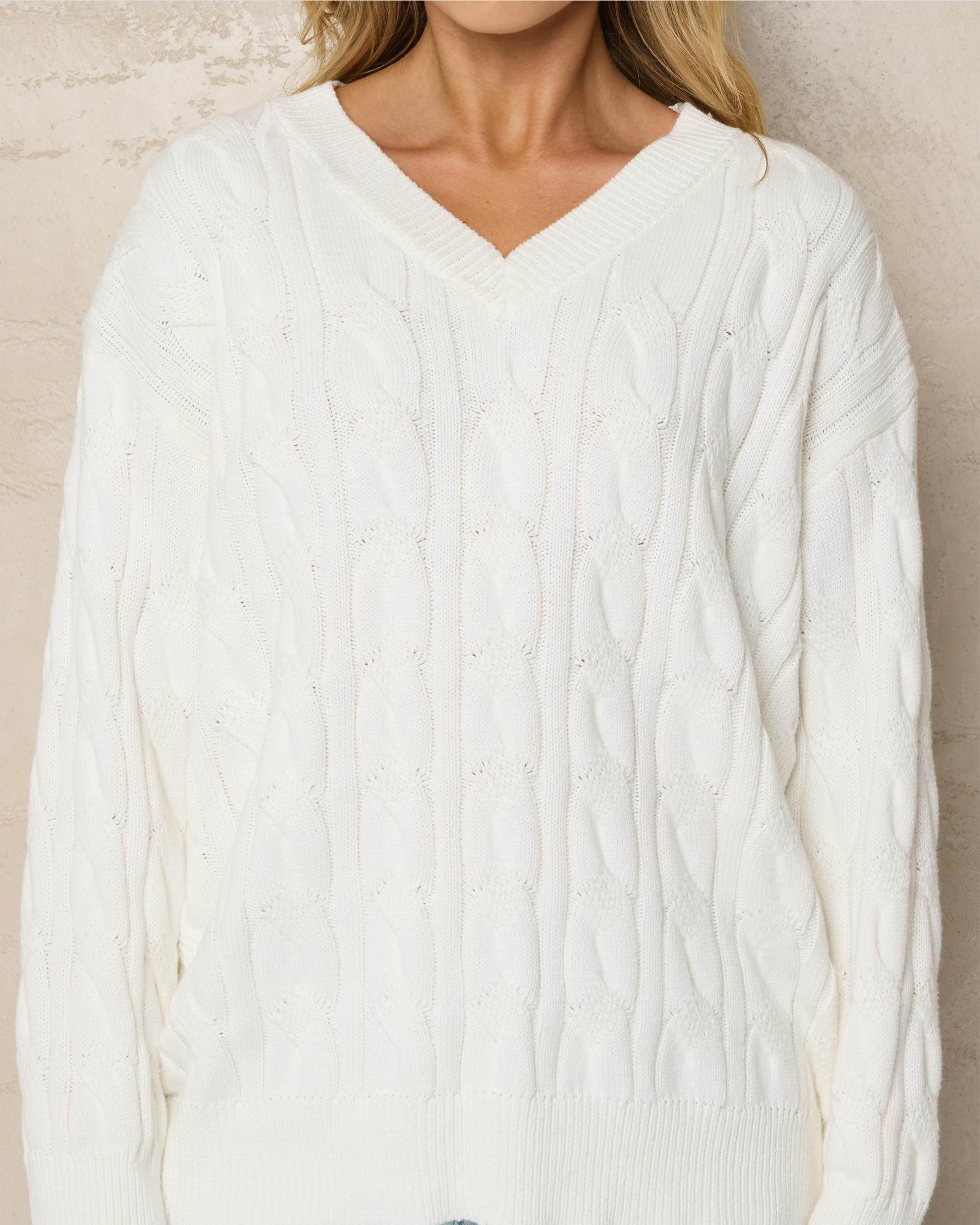 Ava Ls Knit O-Neck Irish Cream Melange main image 1
