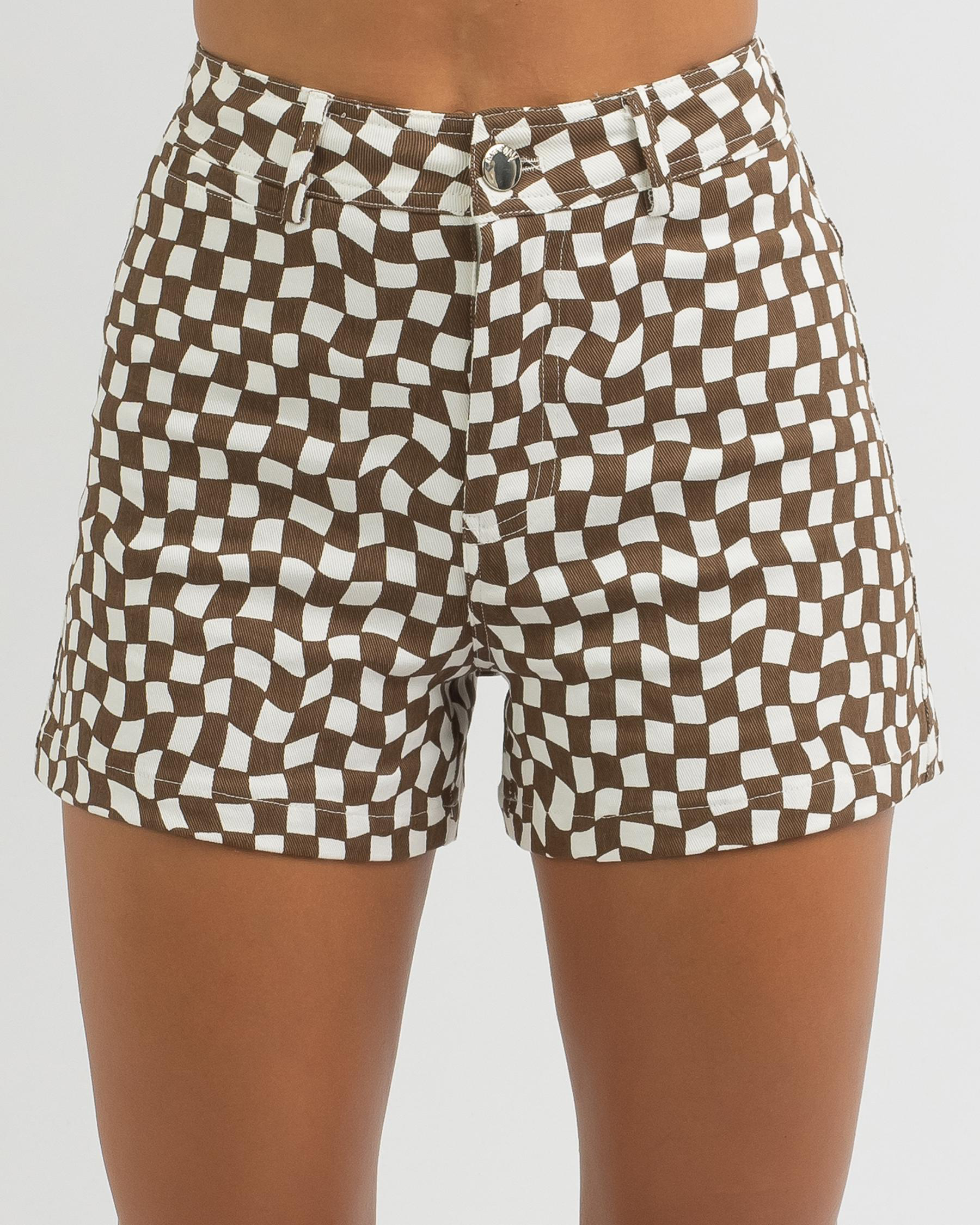Shop Ava And Ever Nevada Shorts In Chocolate/white - Fast Shipping ...
