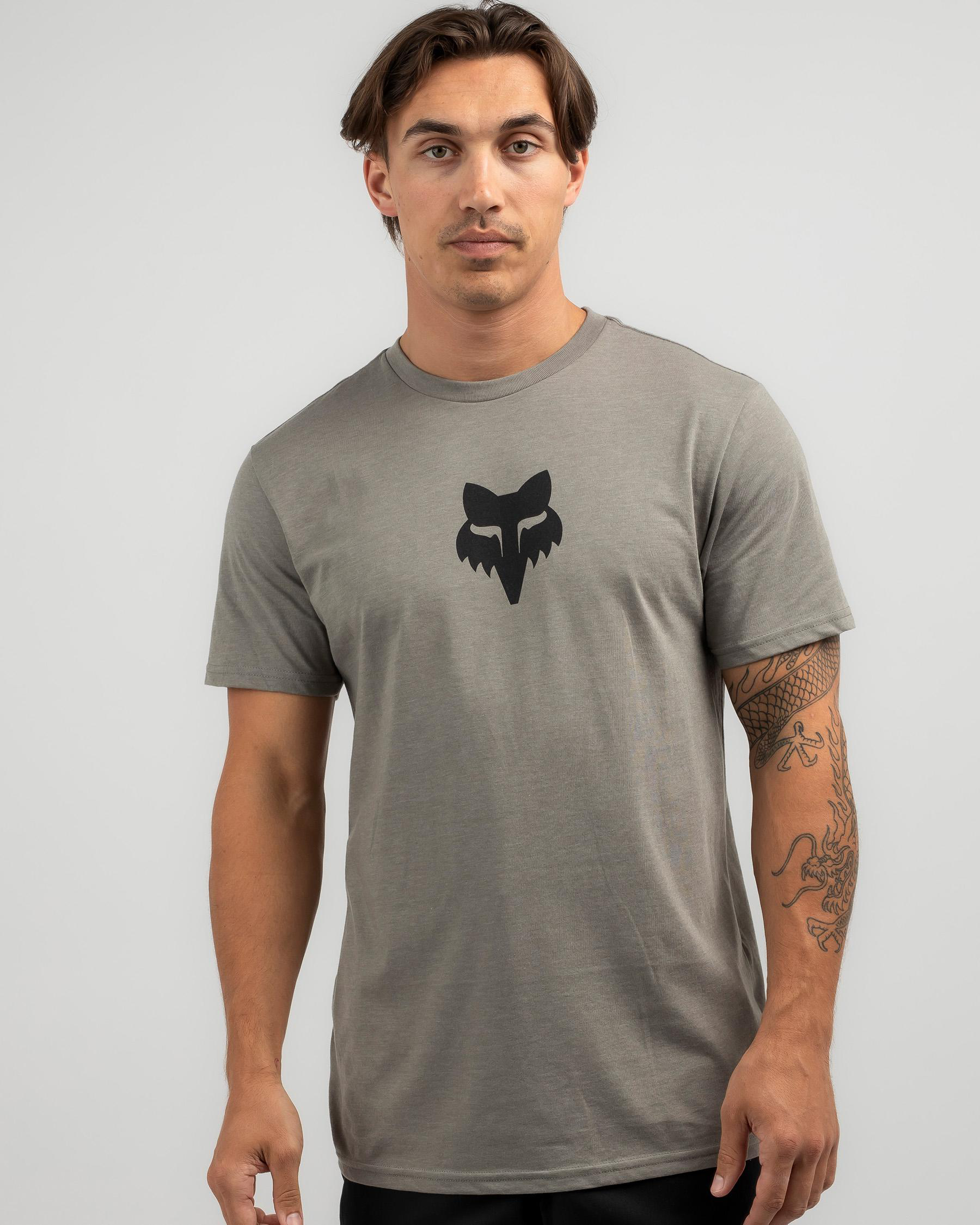 Shop Fox Head Premium T-Shirt In Heather Graphite - Fast Shipping ...