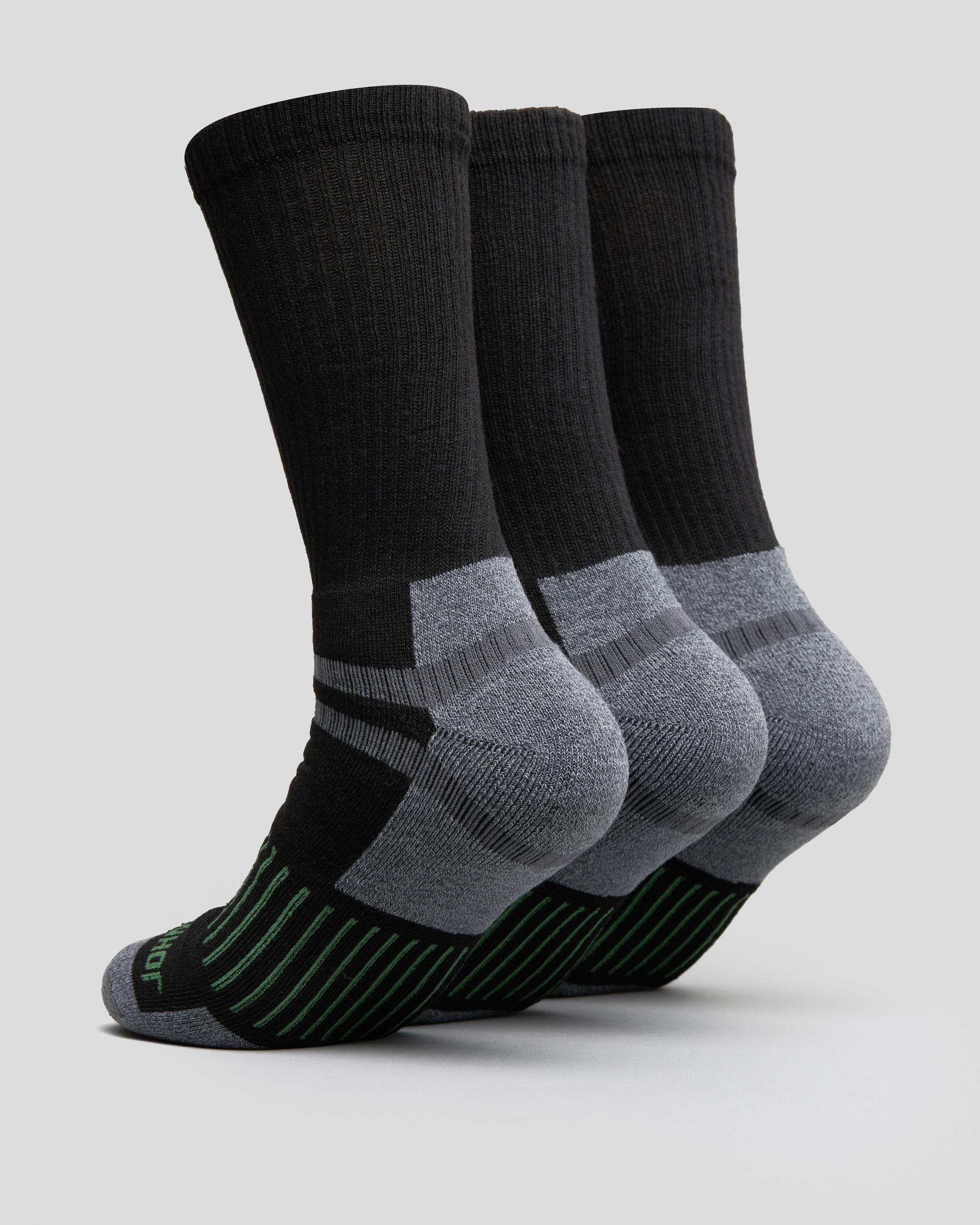John Deere Crew Work Socks 3 Pack In Black/grey FREE* Shipping & Easy Returns City Beach New