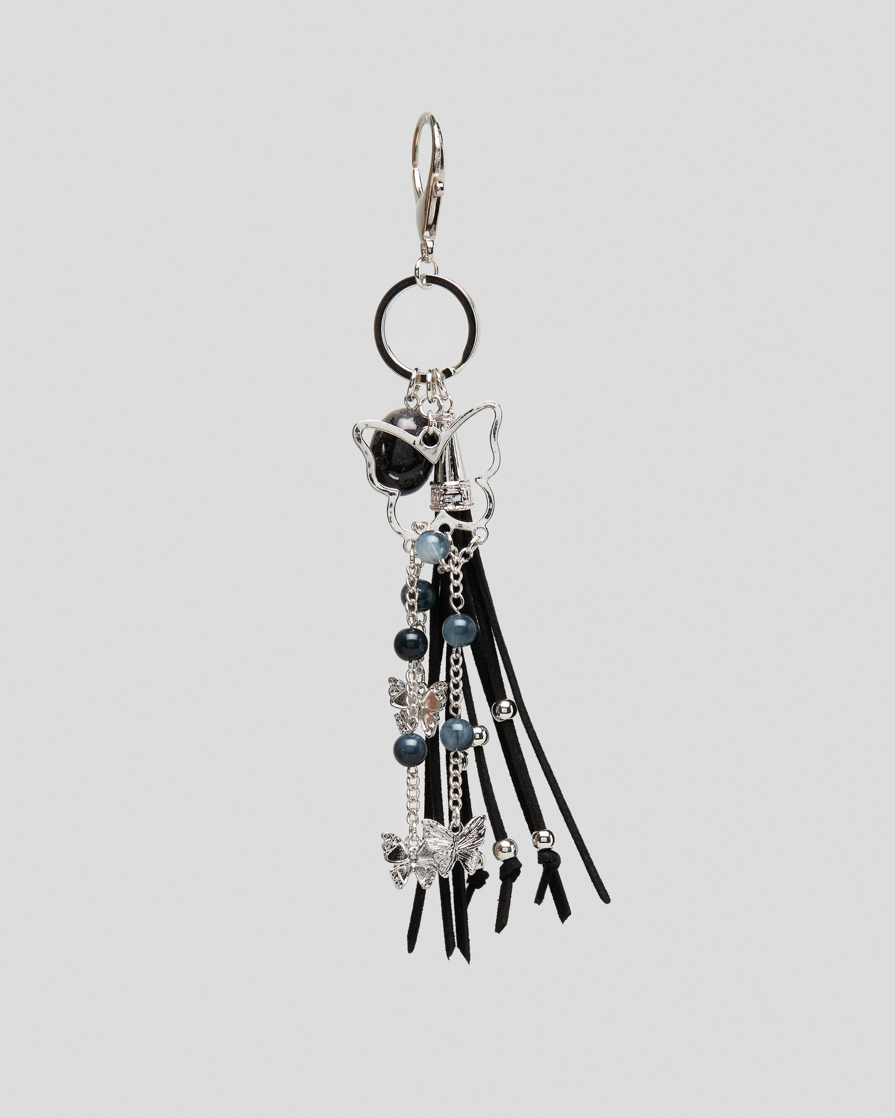 Karyn In LA Mensa Large Bag Charm In Black/silver Fast Shipping