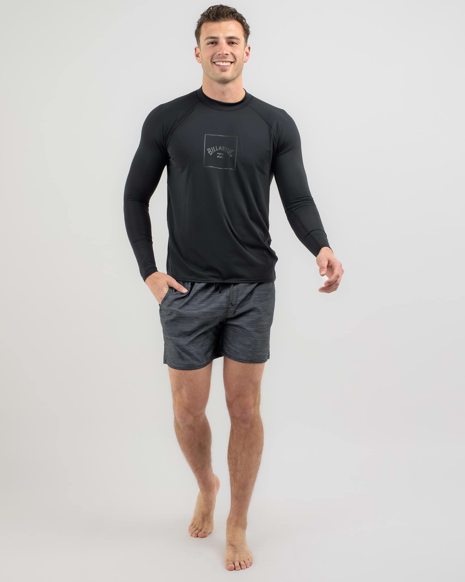 Shop Billabong Boxed Arch Long Sleeve Wet Shirt In Stealth - Fast ...