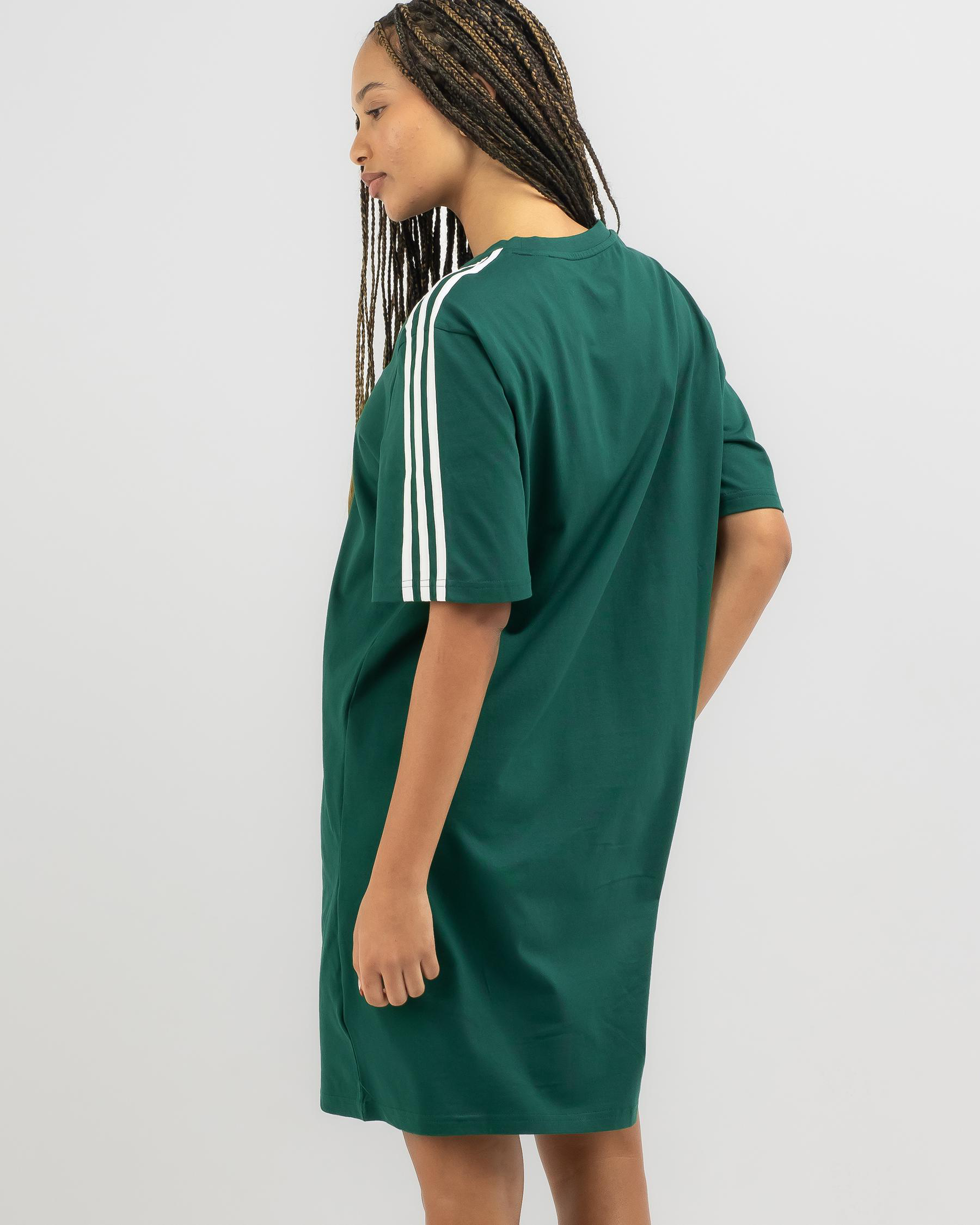 Adidas 3 T-Shirt Dress In Colliegiate Green/white - Fast Shipping & Returns - City Beach United States