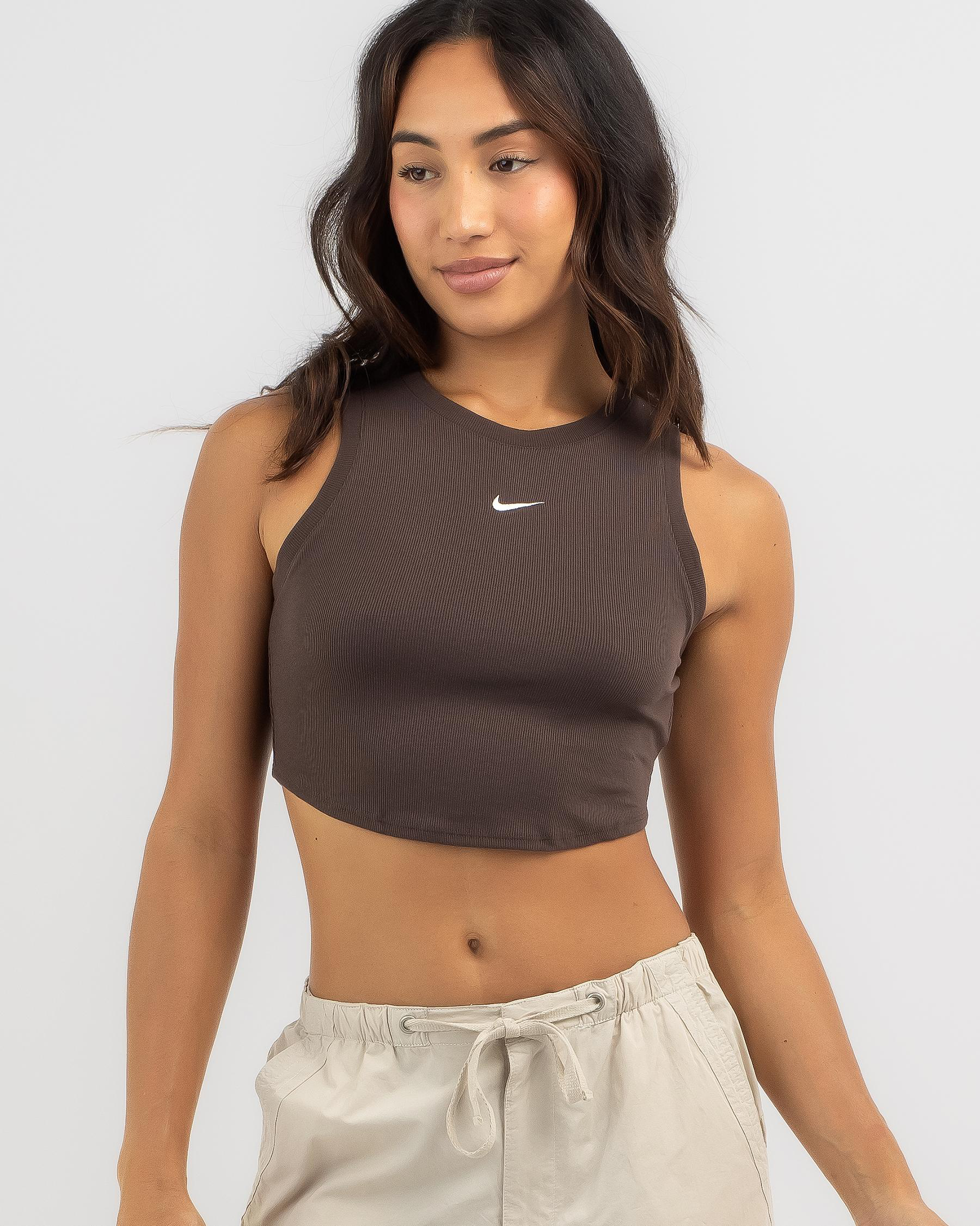 white nike crop tank top