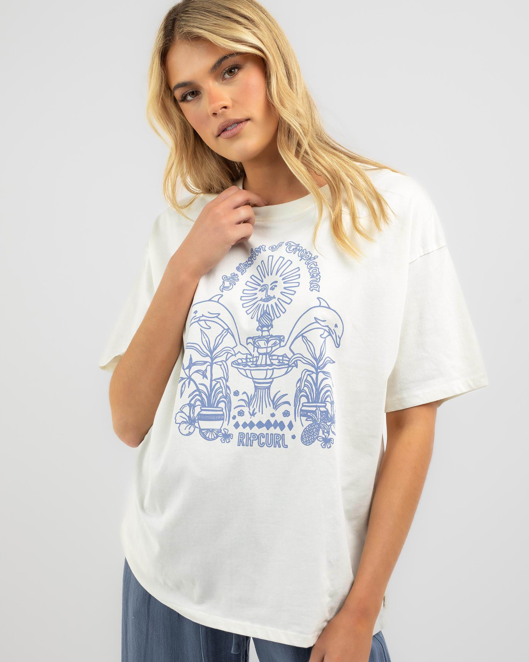 Shop Rip Curl Tropicana Heritage T-Shirt In Bone - Fast Shipping & Easy ...
