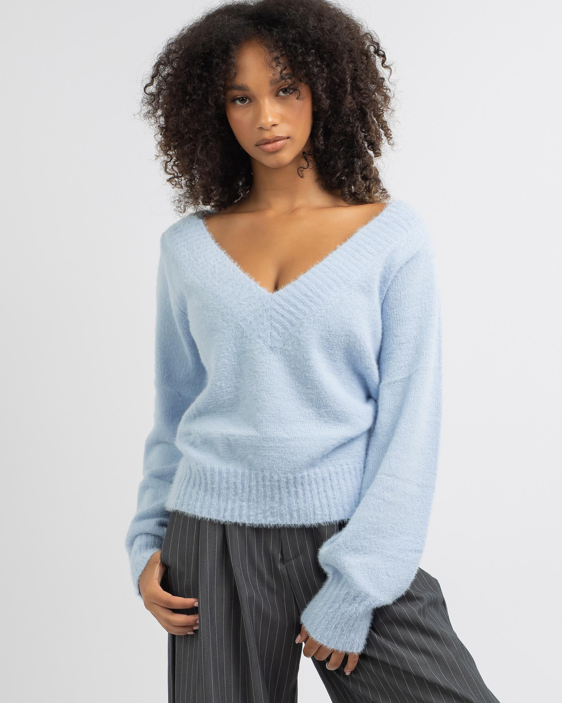 Ava And Ever Monet Knit Jumper In Pale Blue - Fast Shipping & Easy ...