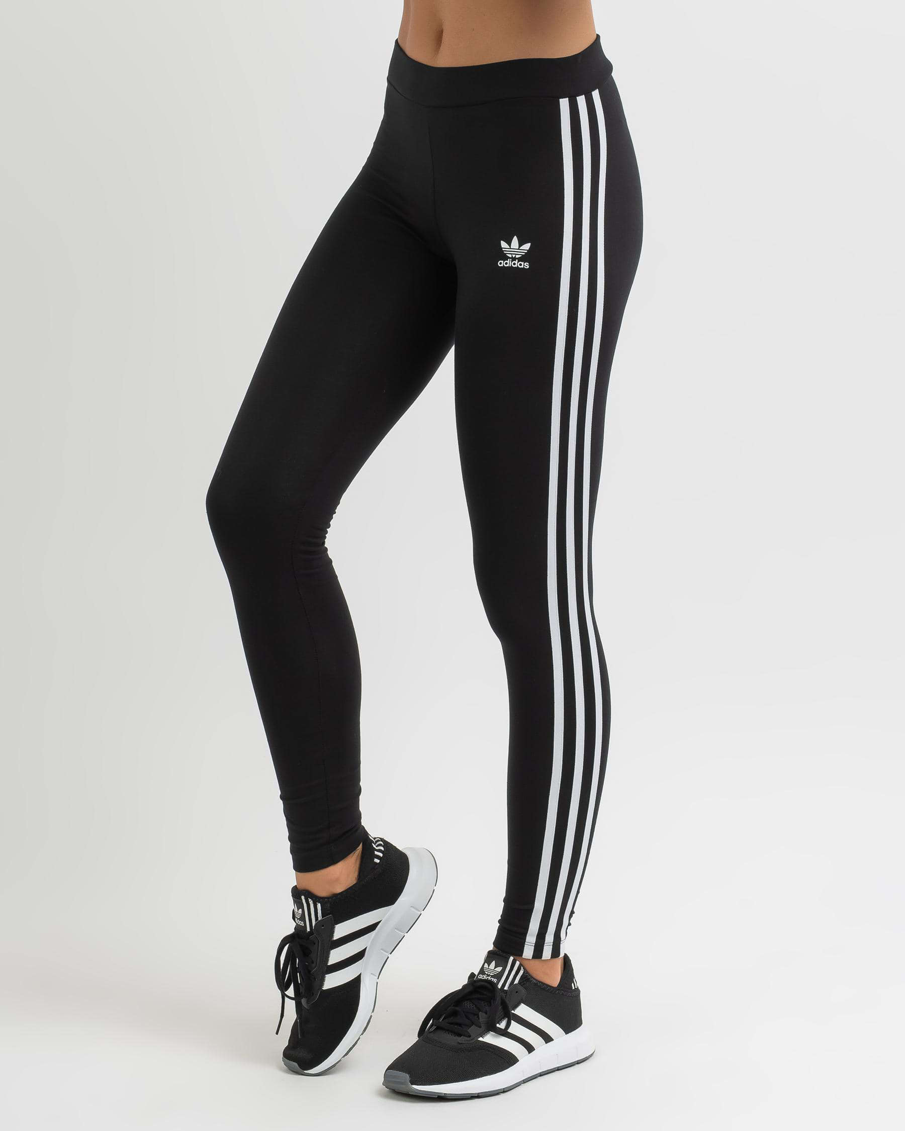 Adidas 3 Stripes Leggings In Black - Fast Shipping & Easy Returns ...