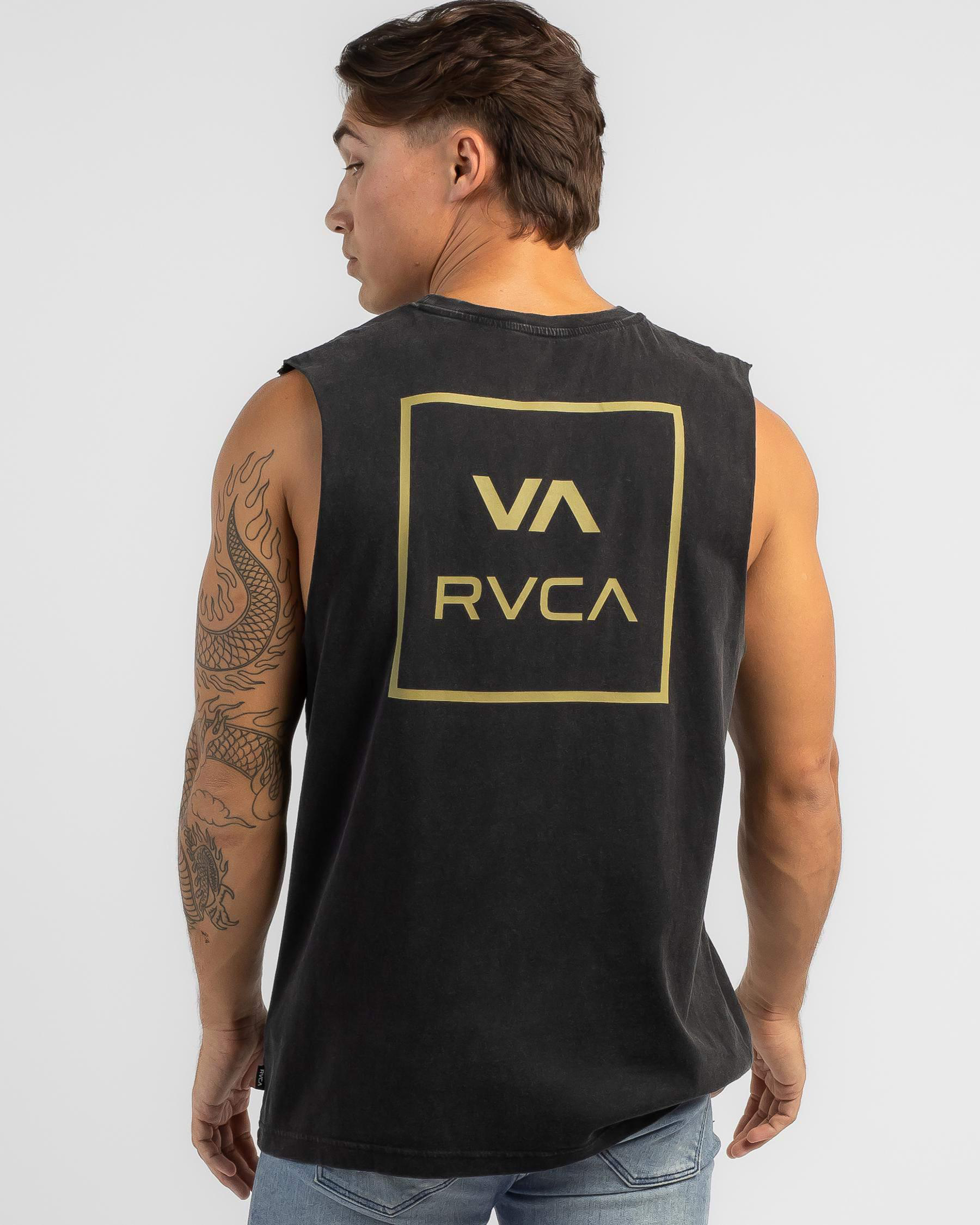 Shop RVCA VA All The Ways Muscle Tank In Black Acid Fast Shipping