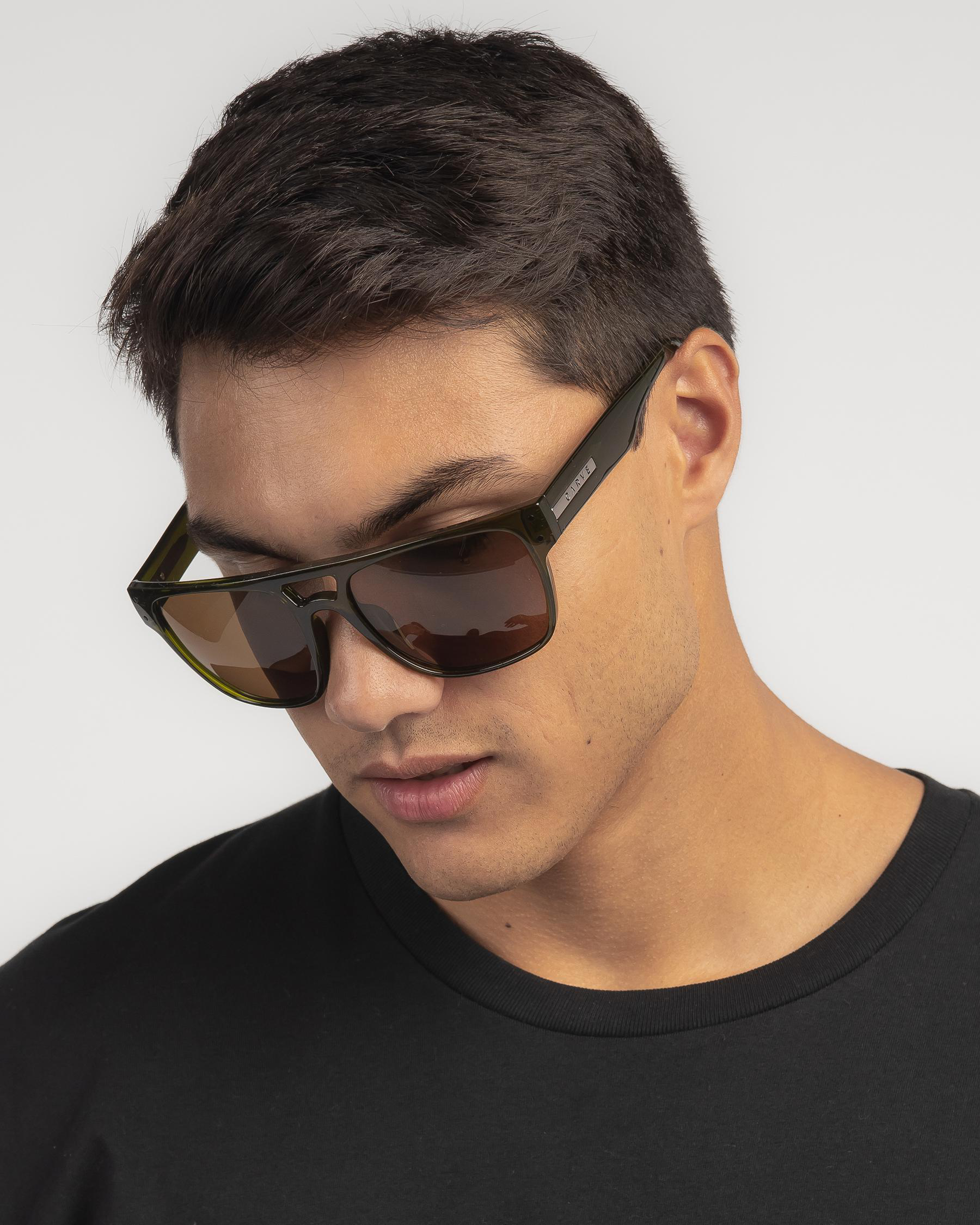 Shop Carve The Hub XL Polarised Sunglasses In Crystal Forest Green