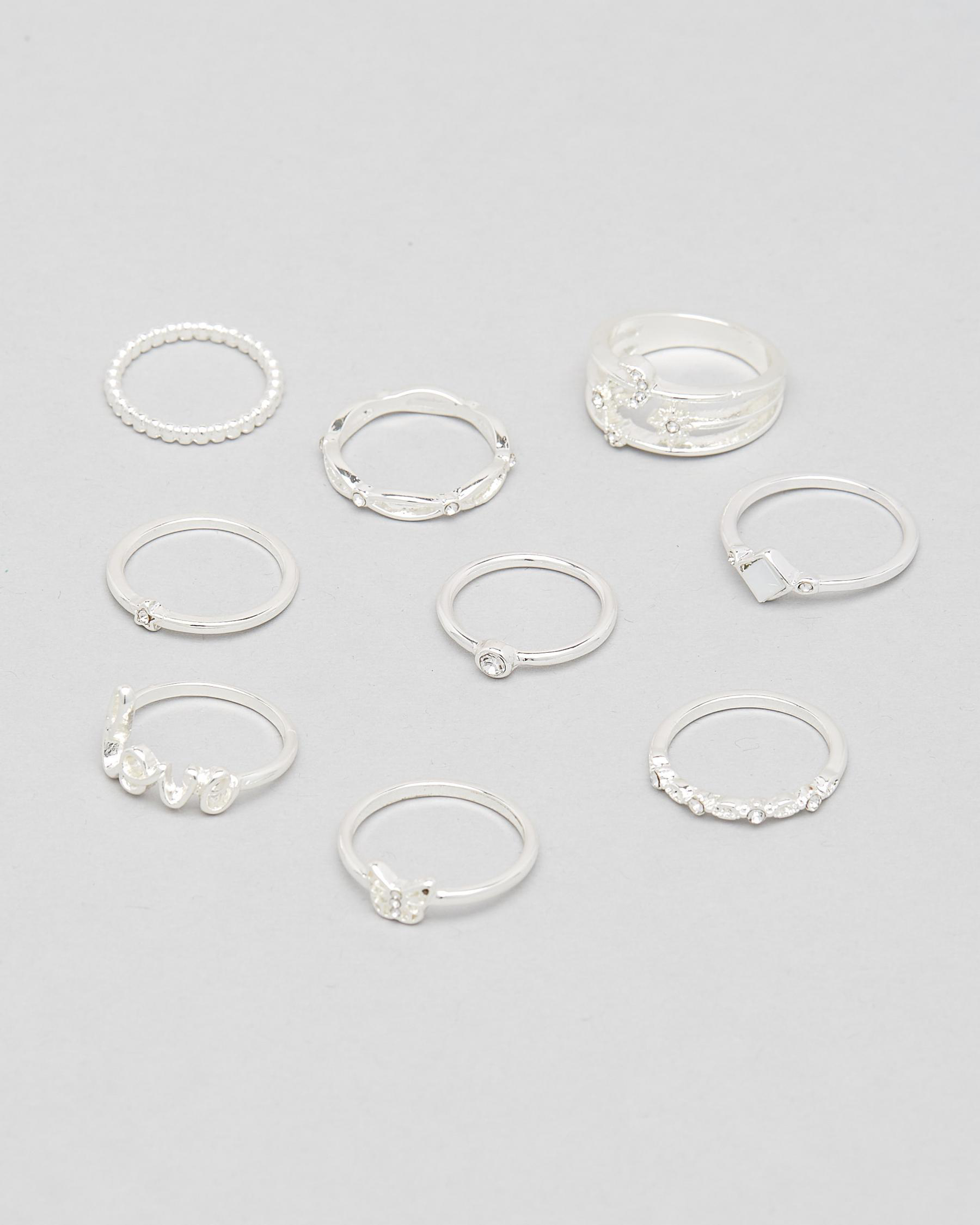 Karyn In LA First Crush Ring Pack In Shiny Silver Fast Shipping & Easy Returns City Beach