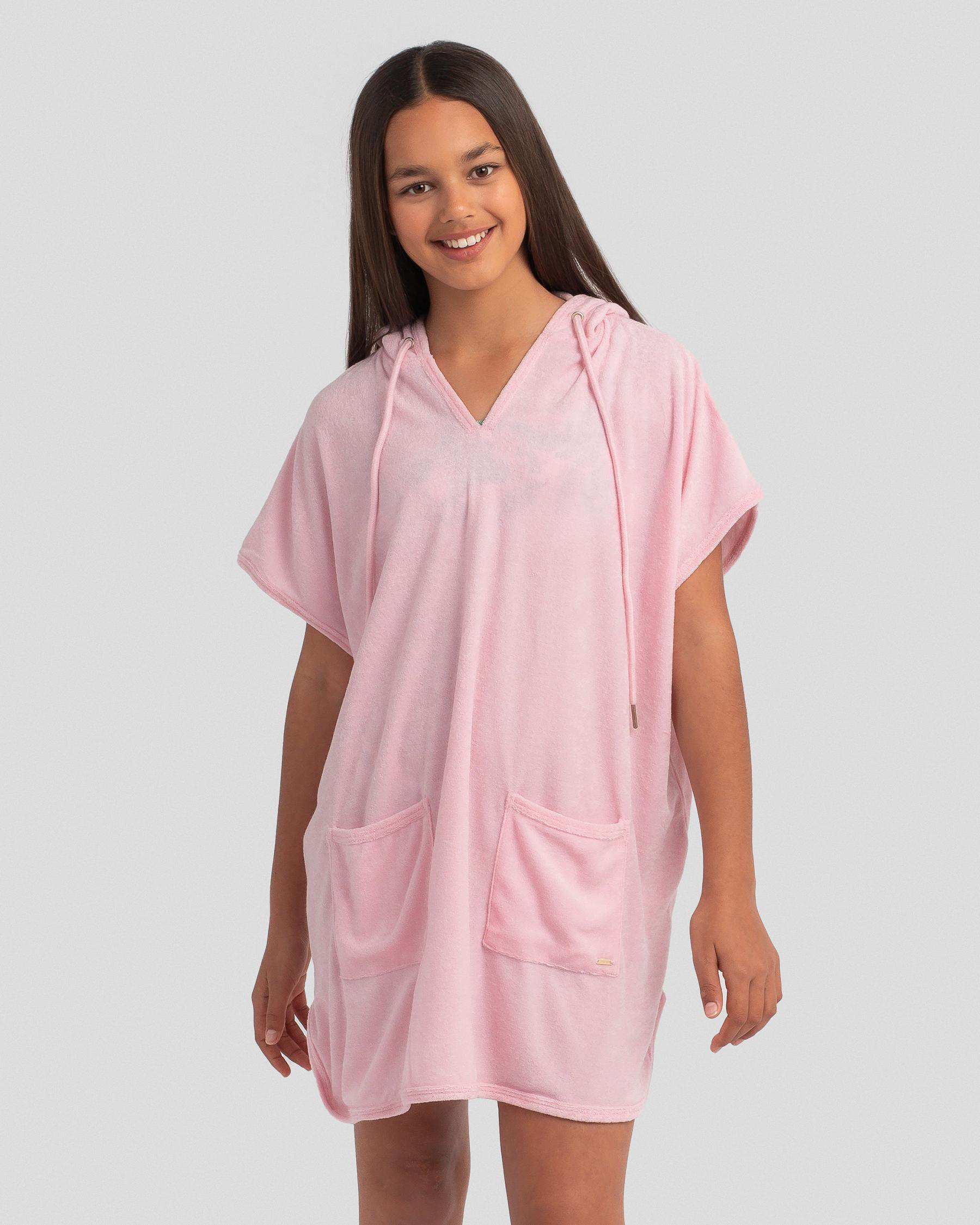 Shop Topanga Girls' Tara Towelling Beach Cover In Pink Fast Shipping