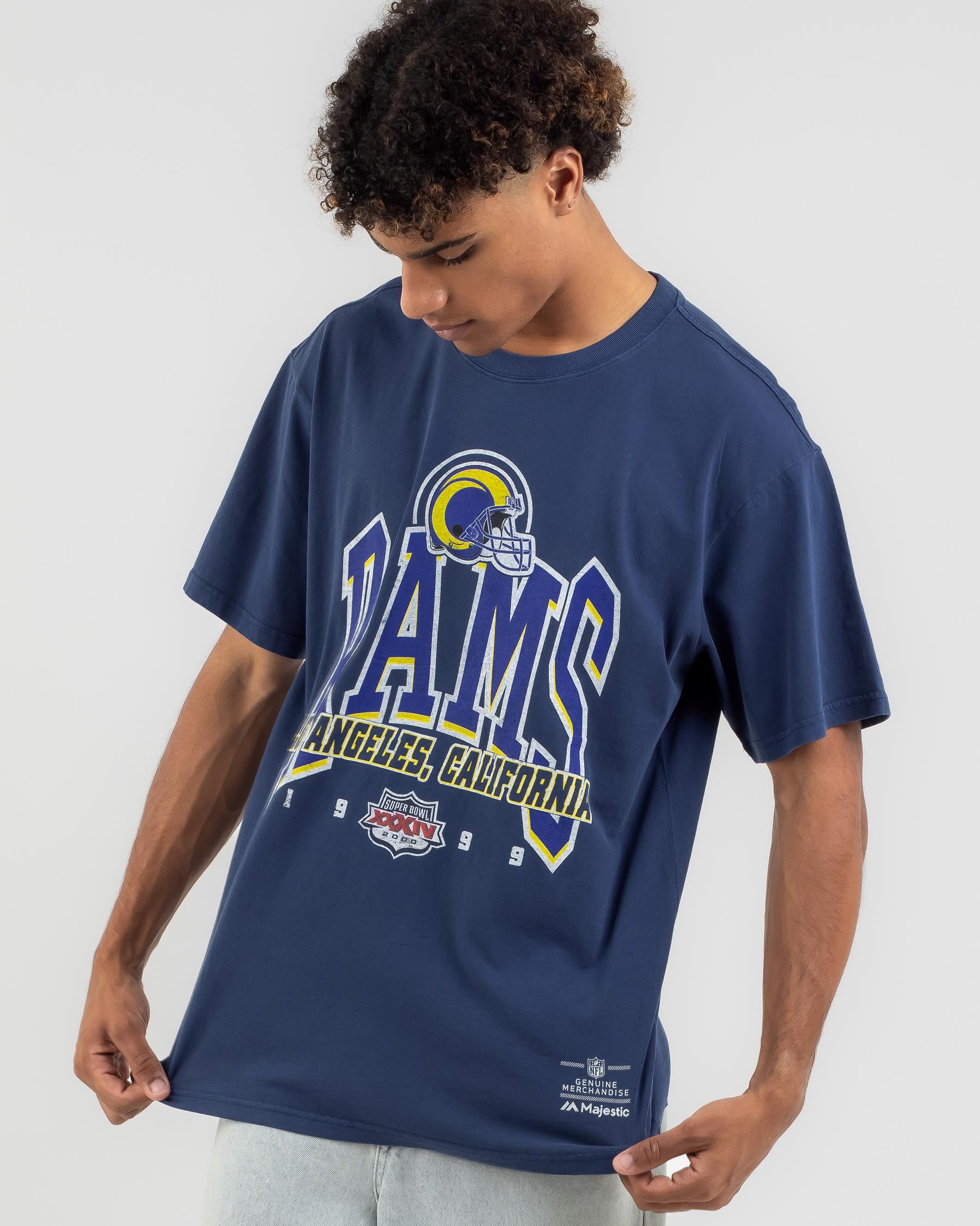 Majestic LA Rams T-Shirt In Faded Navy - Fast Shipping & Easy Returns ...