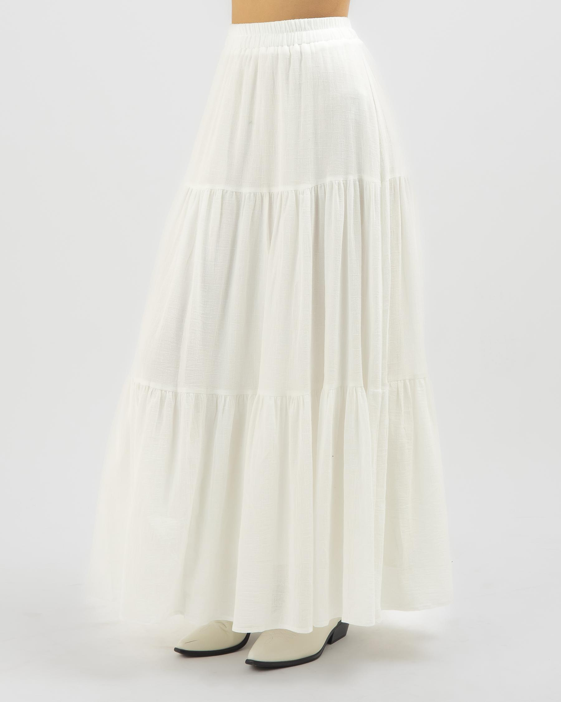 Mooloola Dusk Maxi Skirt In White | City Beach Australia