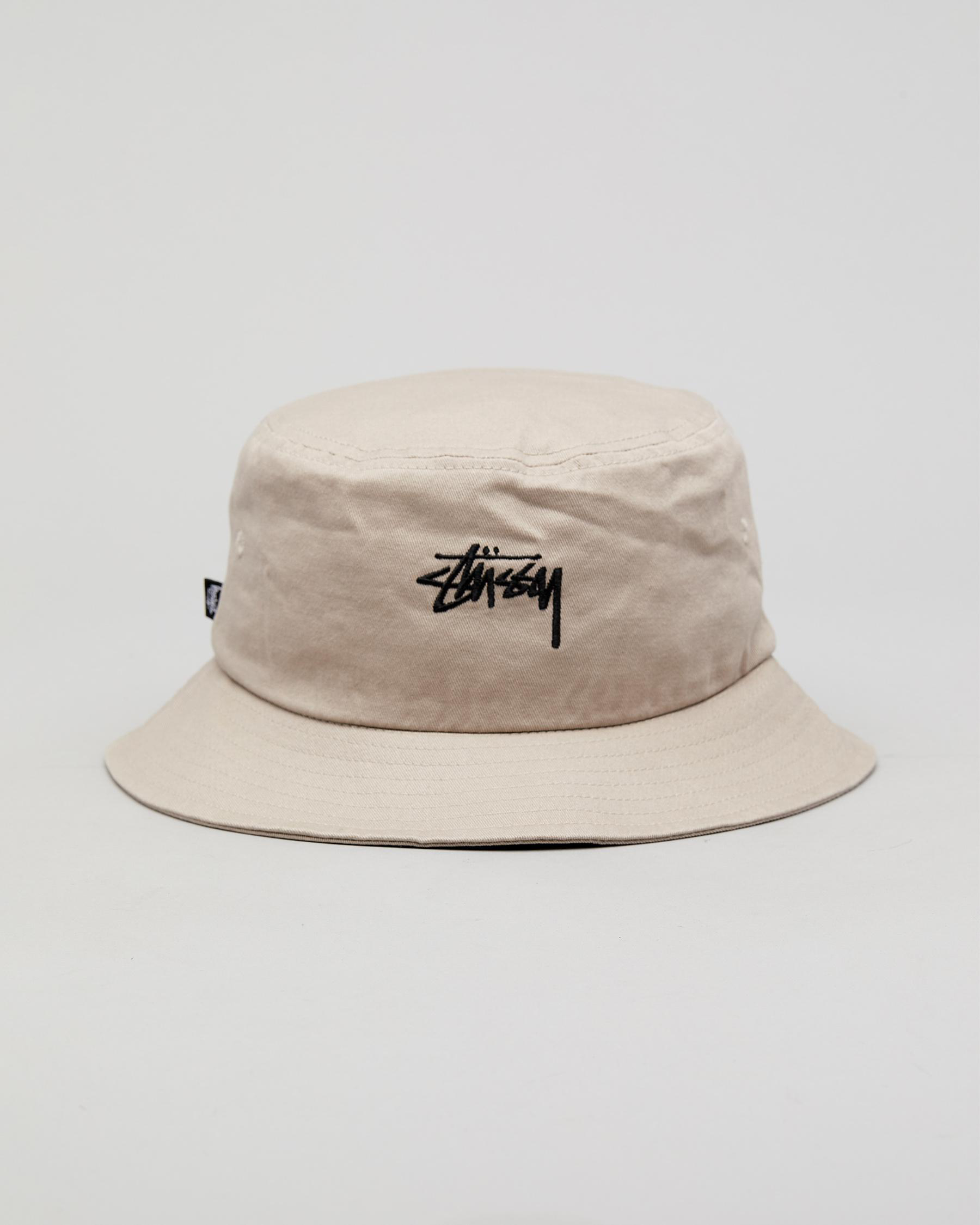 Shop Stussy Stock Bucket Hat In White Sand Fast Shipping & Easy