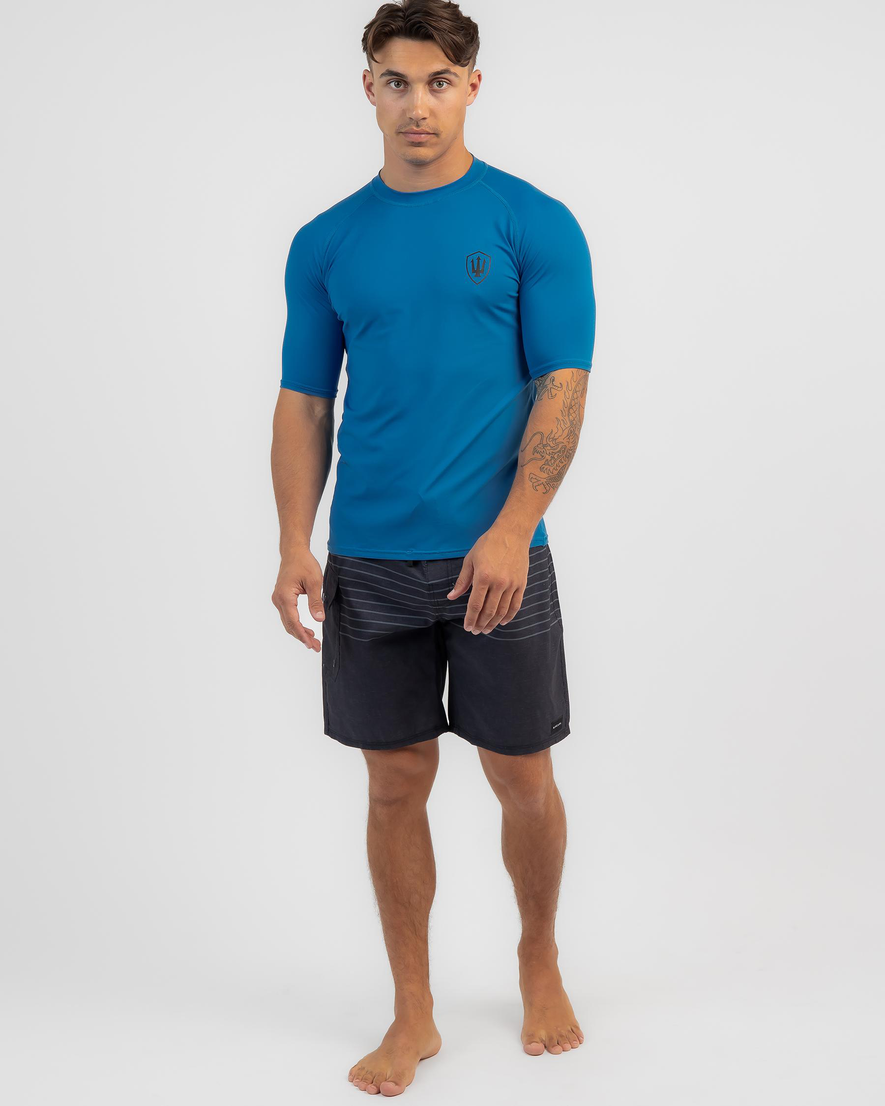 Far King Relaxed Fit Short Sleeve Rash Vest In Blue - Fast Shipping ...