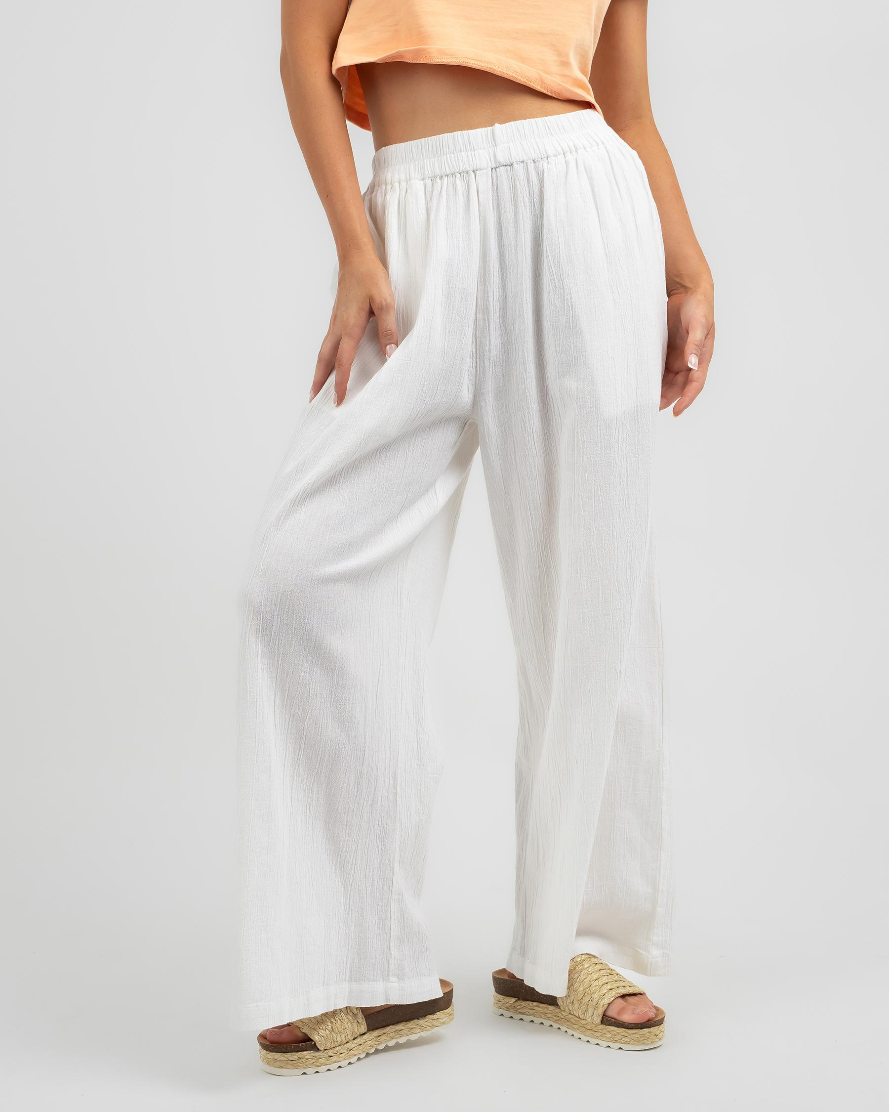 Shop Billabong Follow Me Beach Pants In White Fast Shipping & Easy
