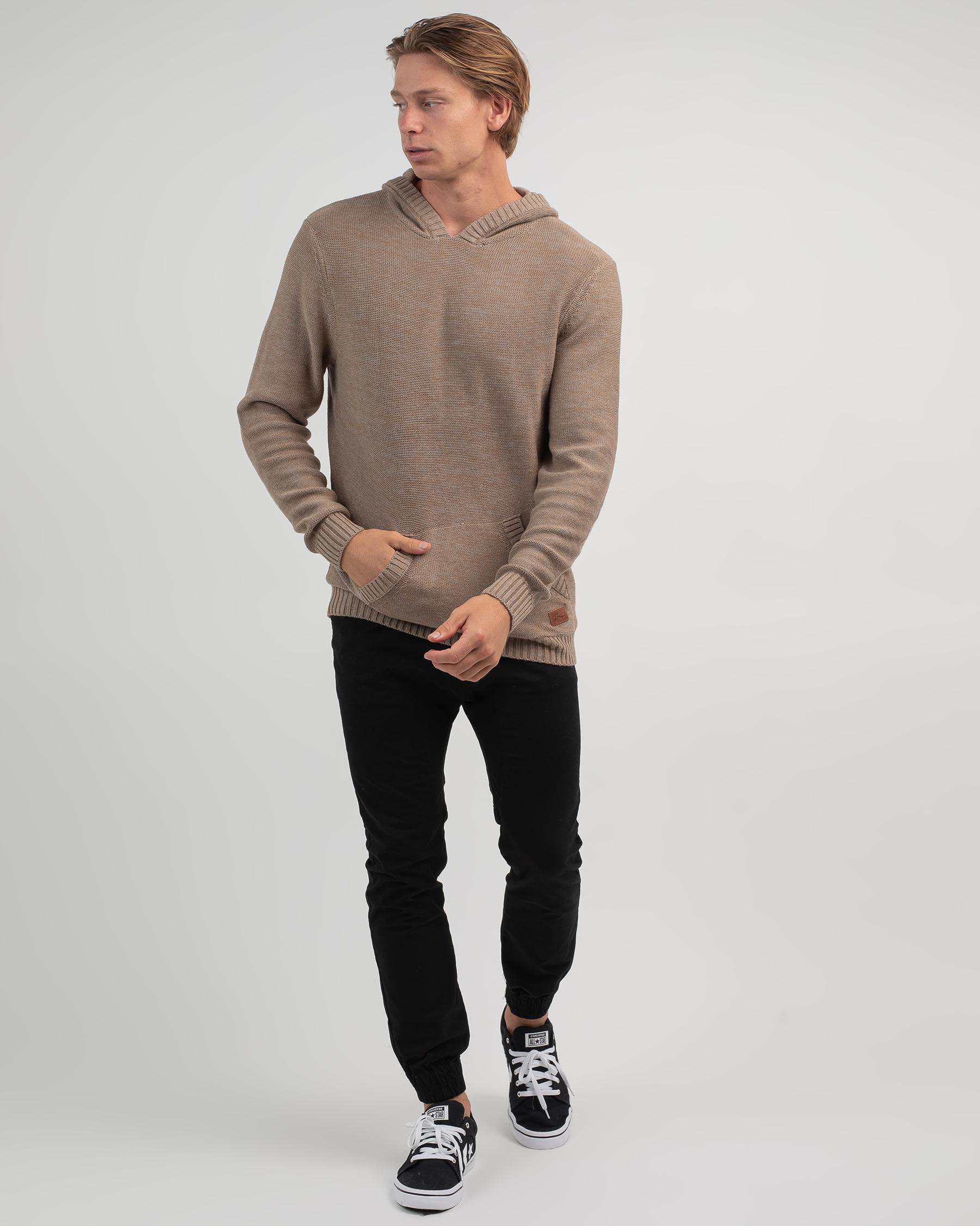 Shop Rusty Skyliner Knit Hoodie In Vintage Khaki - Fast Shipping & Easy ...