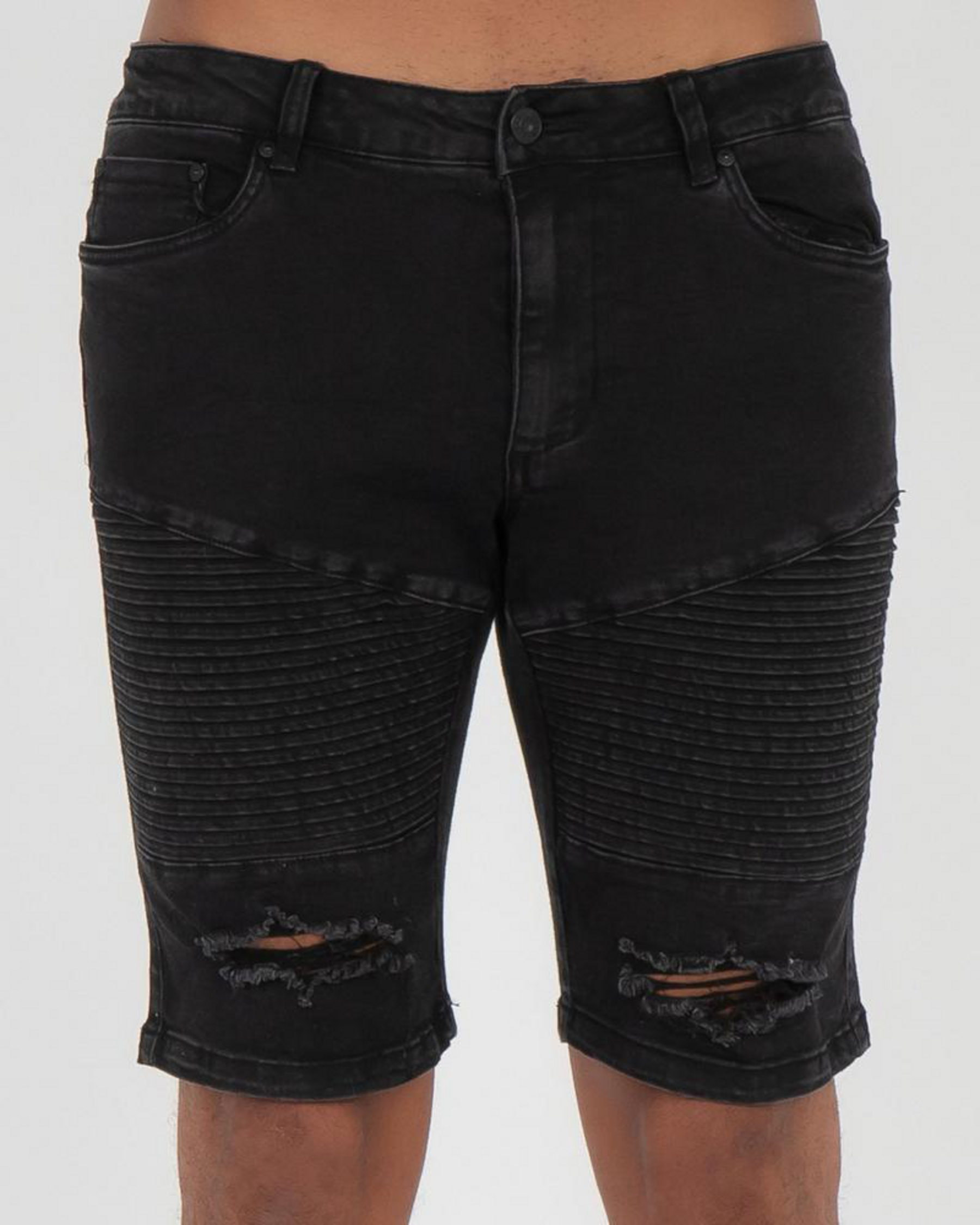 Grid Denim Shorts