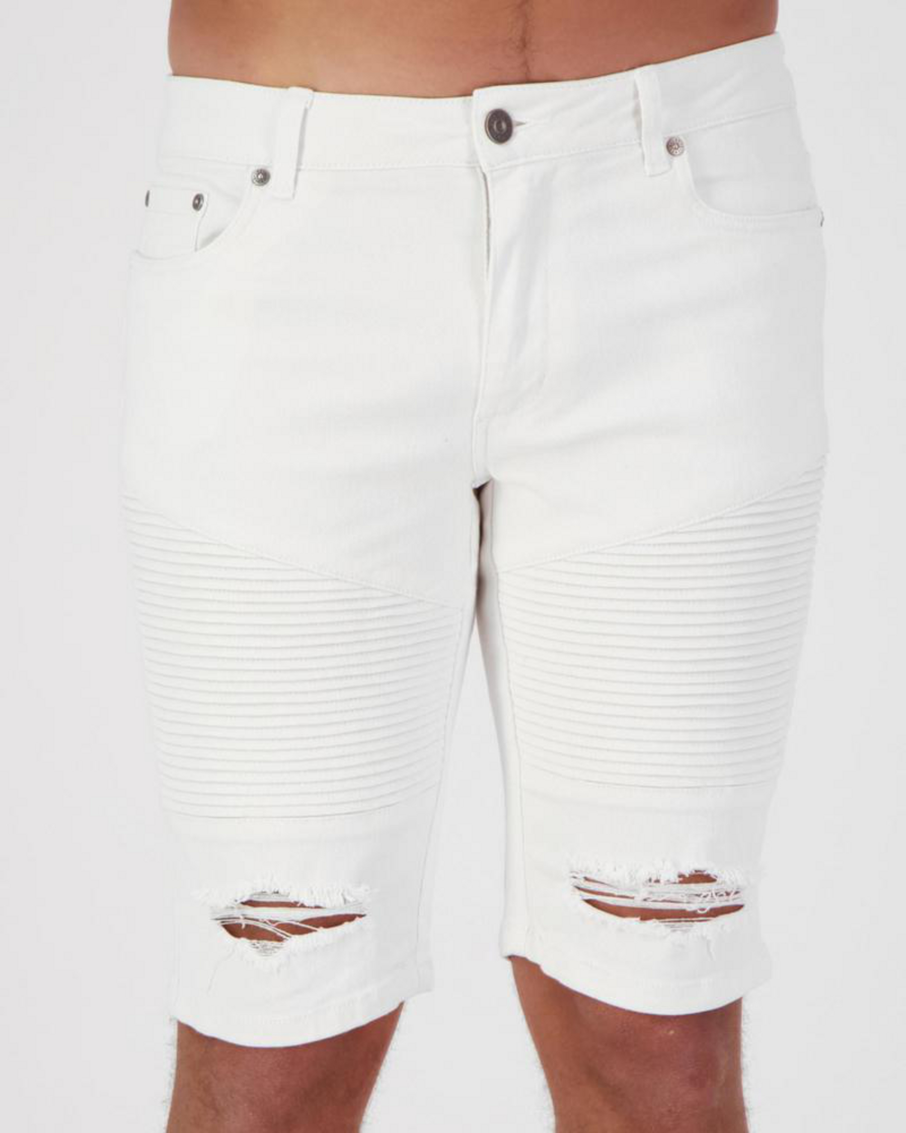 Grid Denim Shorts