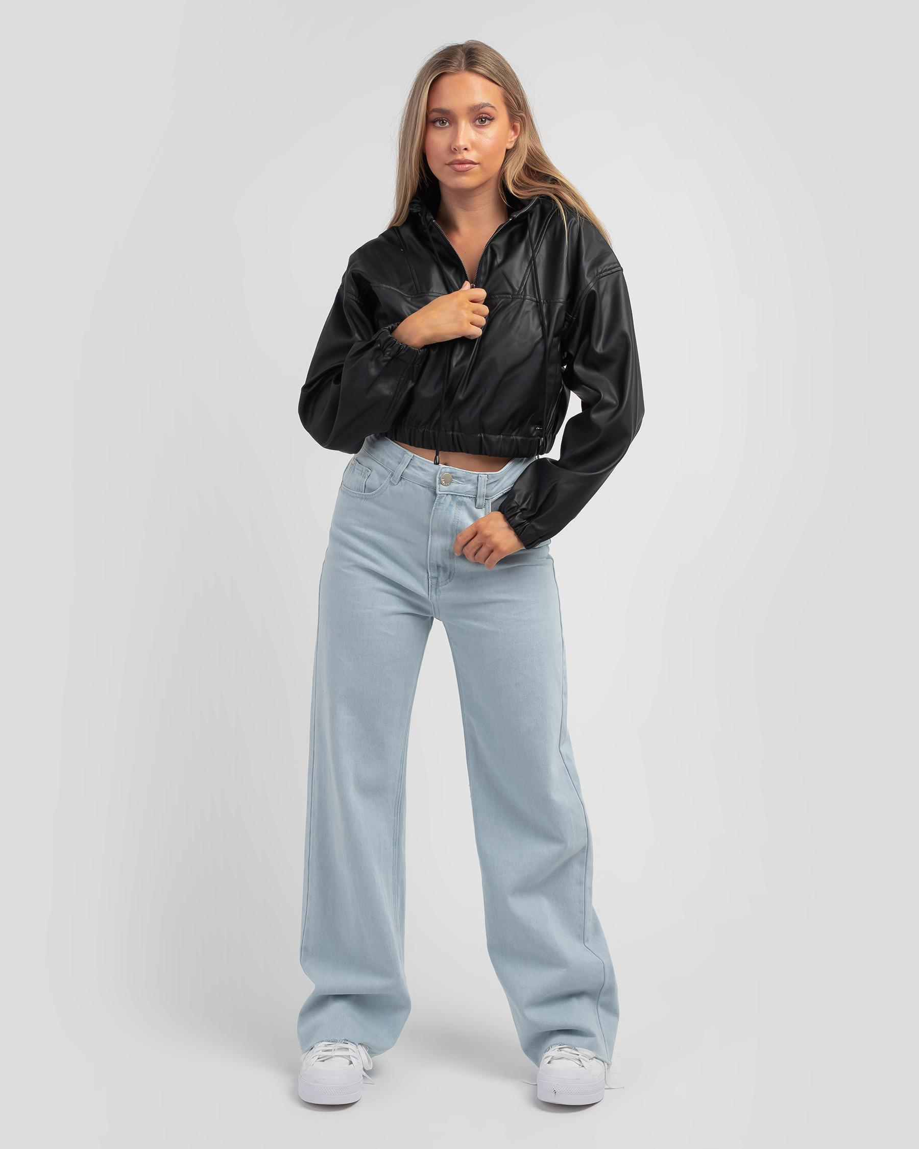 Honey Hooded Faux Leather Jacket