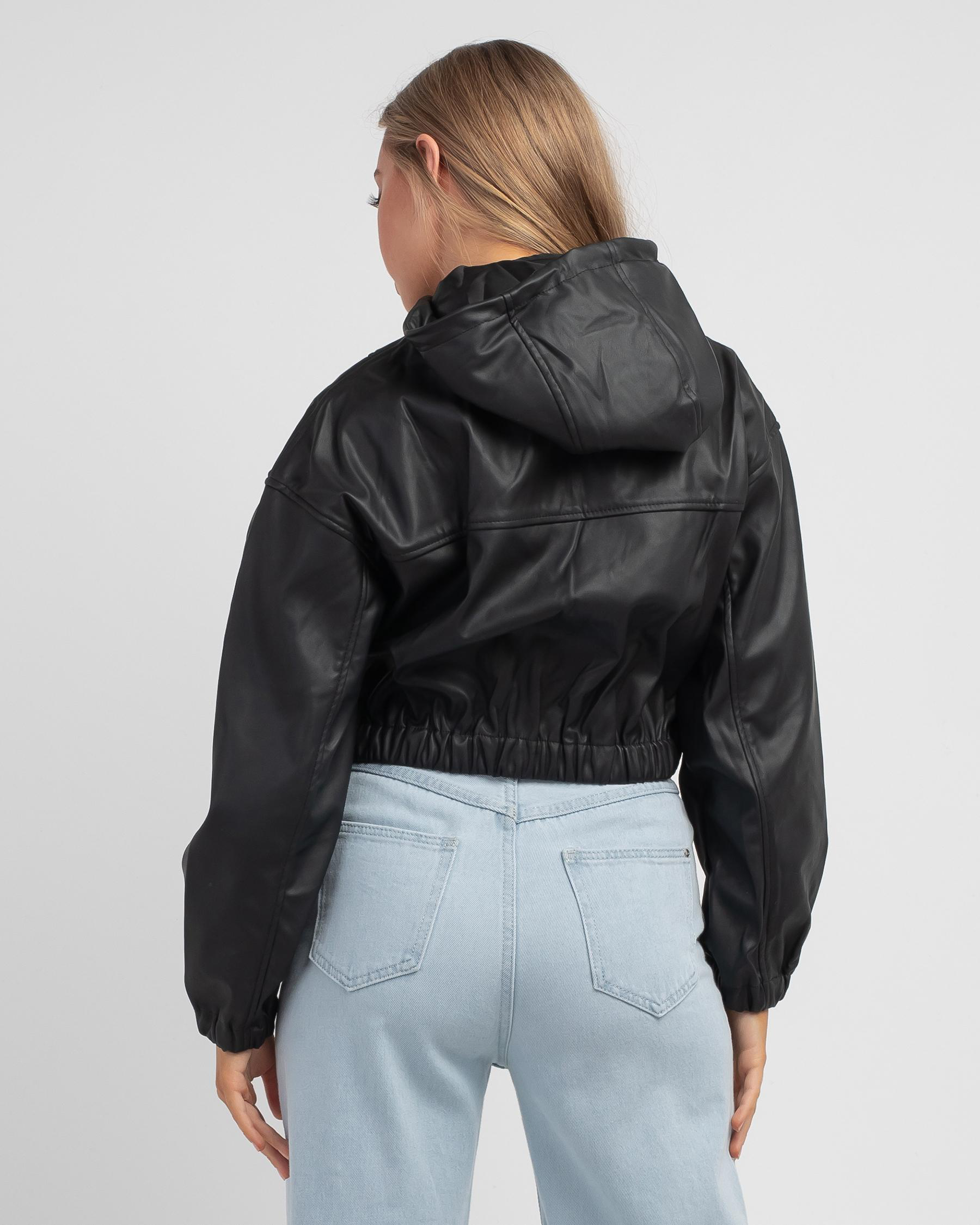 Honey Hooded Faux Leather Jacket